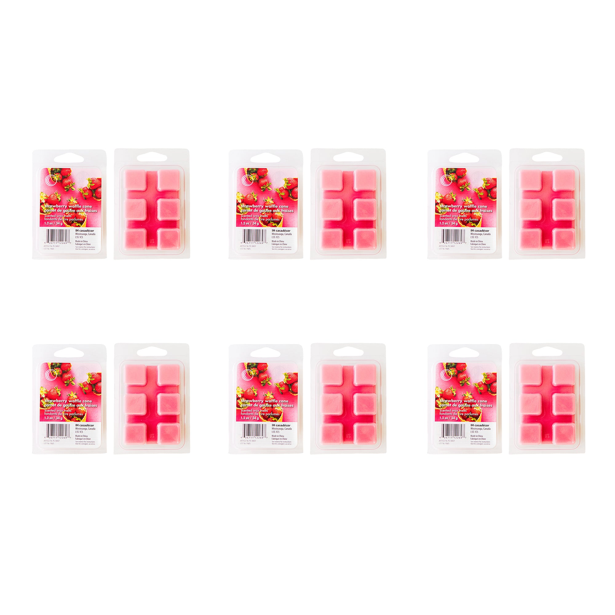 6 Pack Scented Wax Melts with Sweet Strawberry Waffle Cone Aroma - Set of 6