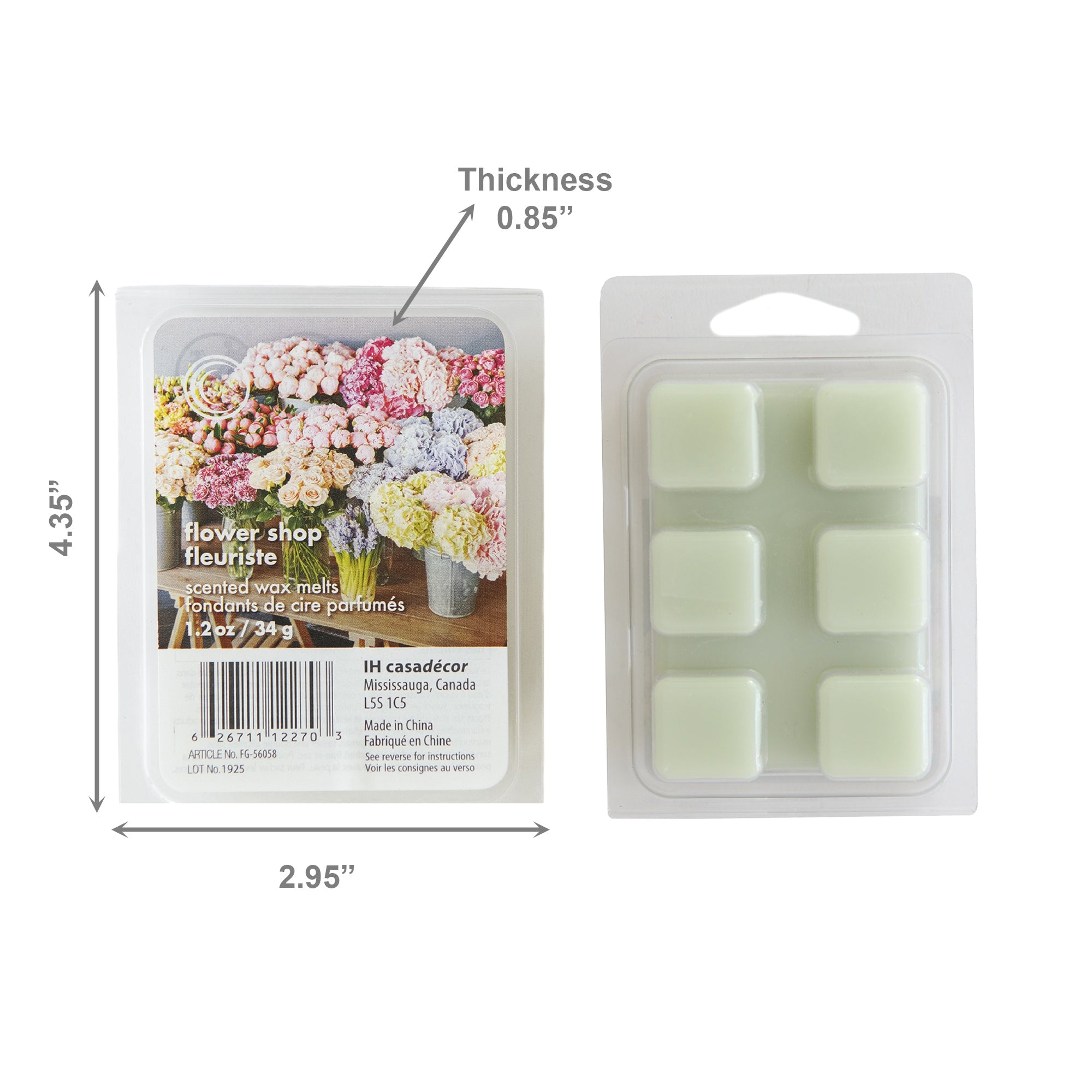 6 Pack Scented Wax Melts with Fresh Flower Shop Fragrance - Set of 6