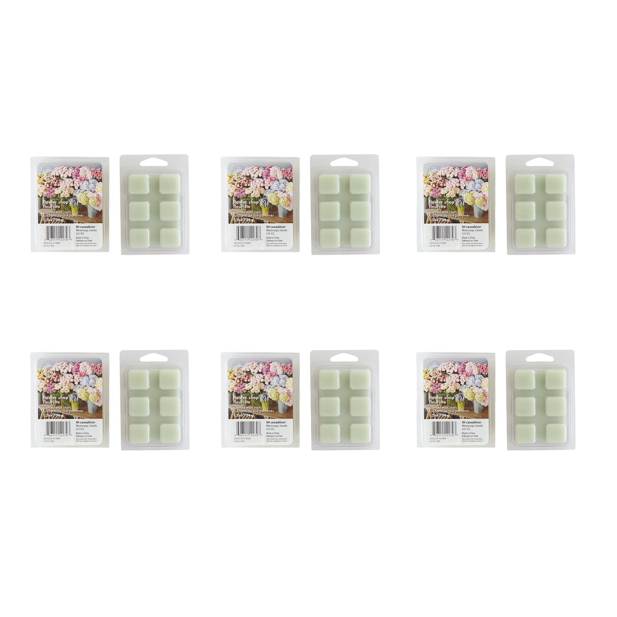6 Pack Scented Wax Melts with Fresh Flower Shop Fragrance - Set of 6