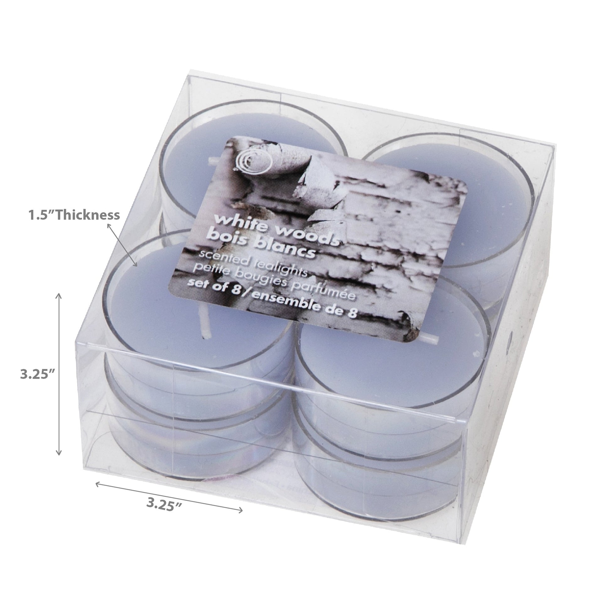 8 Pk Scented Tealights White Woods - Set of 4