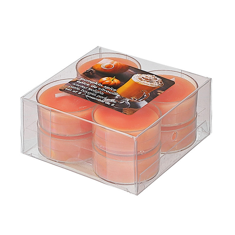 8-Pack Scented Tealight Candles – Pumpkin Spice, Set of 2