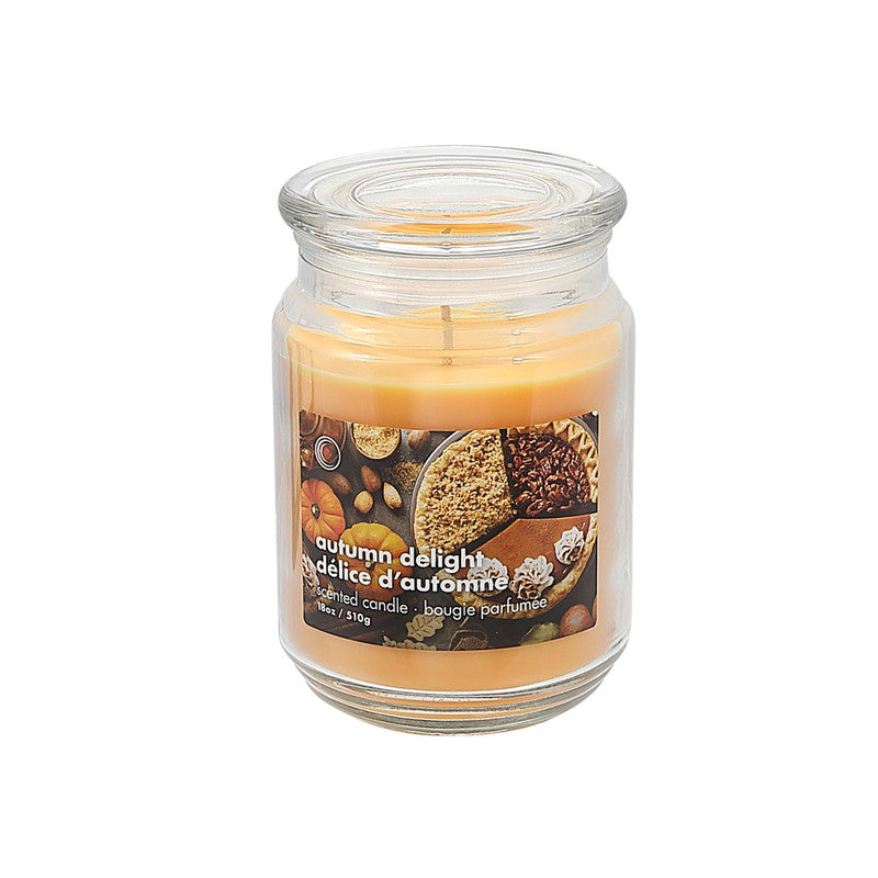 18oz Scented Jar Candle with Glass Lid – Autumn Delight, Set of 2