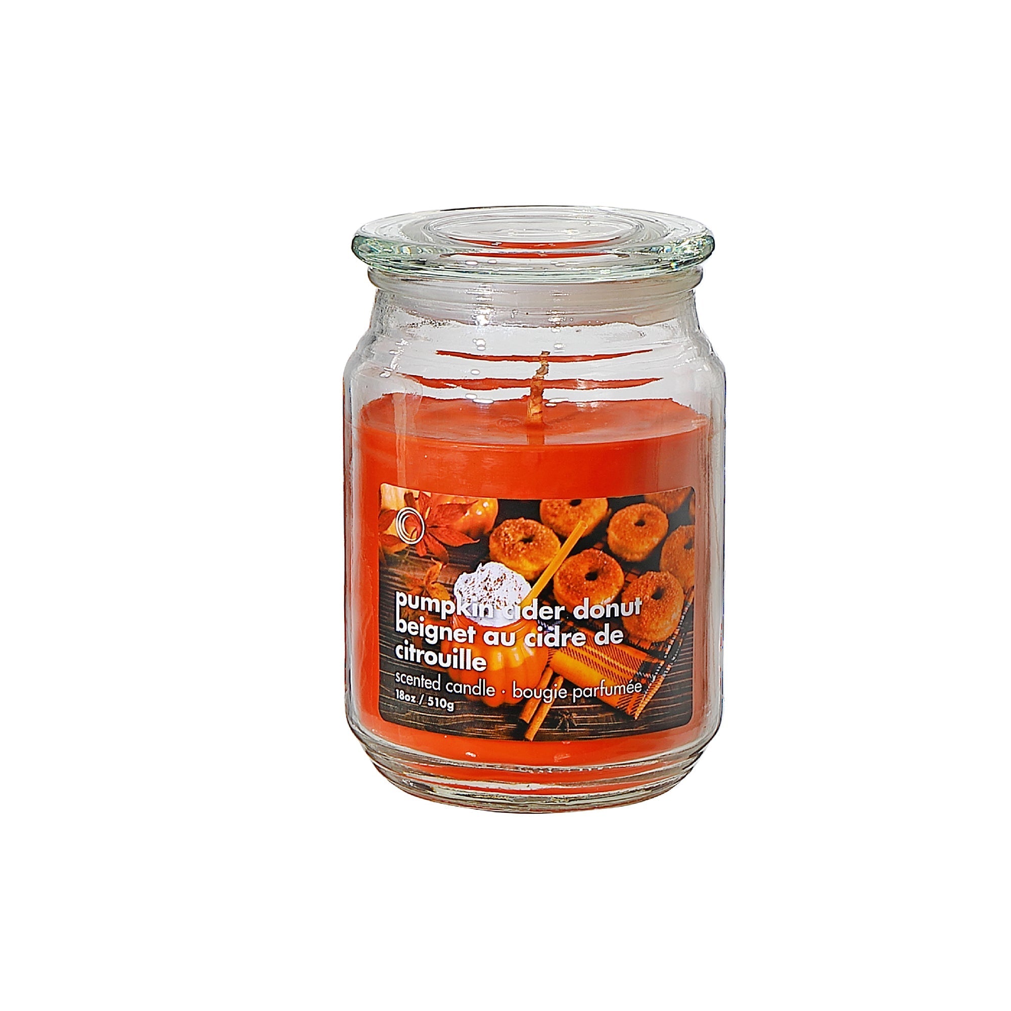 18oz Scented Glass Jar Candle with Lid – Pumpkin Cider Donut Scent, Set of 2