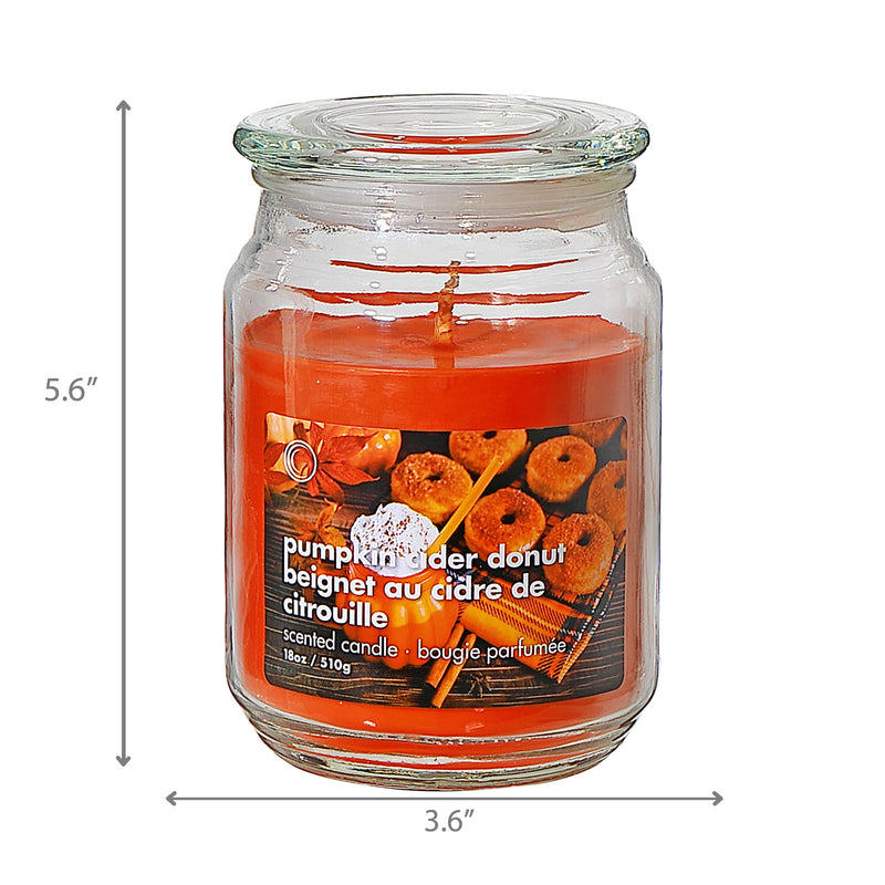 18 Oz Scented Jar With Glass Lid Pumpkin Cider Donut - Set of 2