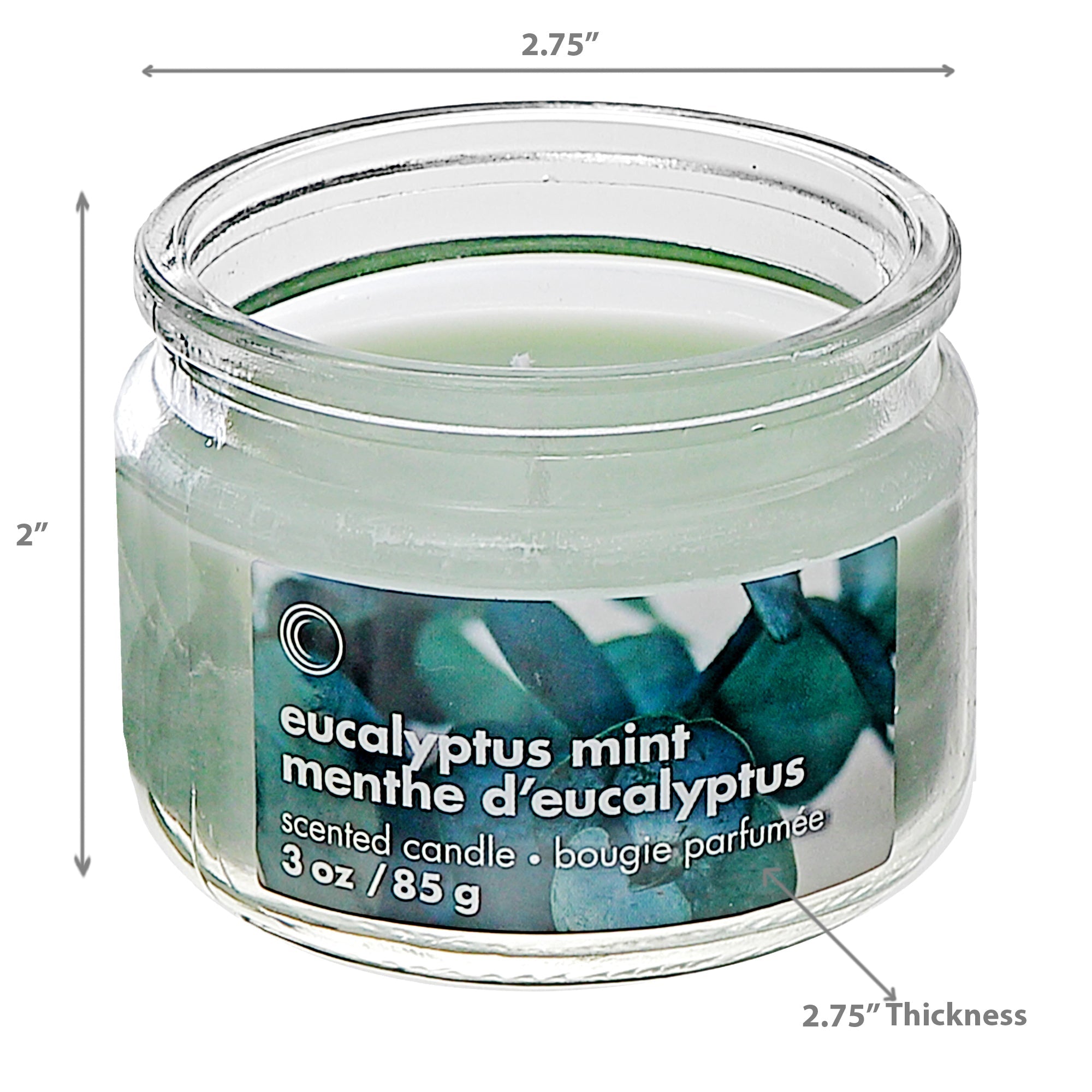 3 Oz Scented Glass Jar With Lid Eucalyptus Mint - Set of 4