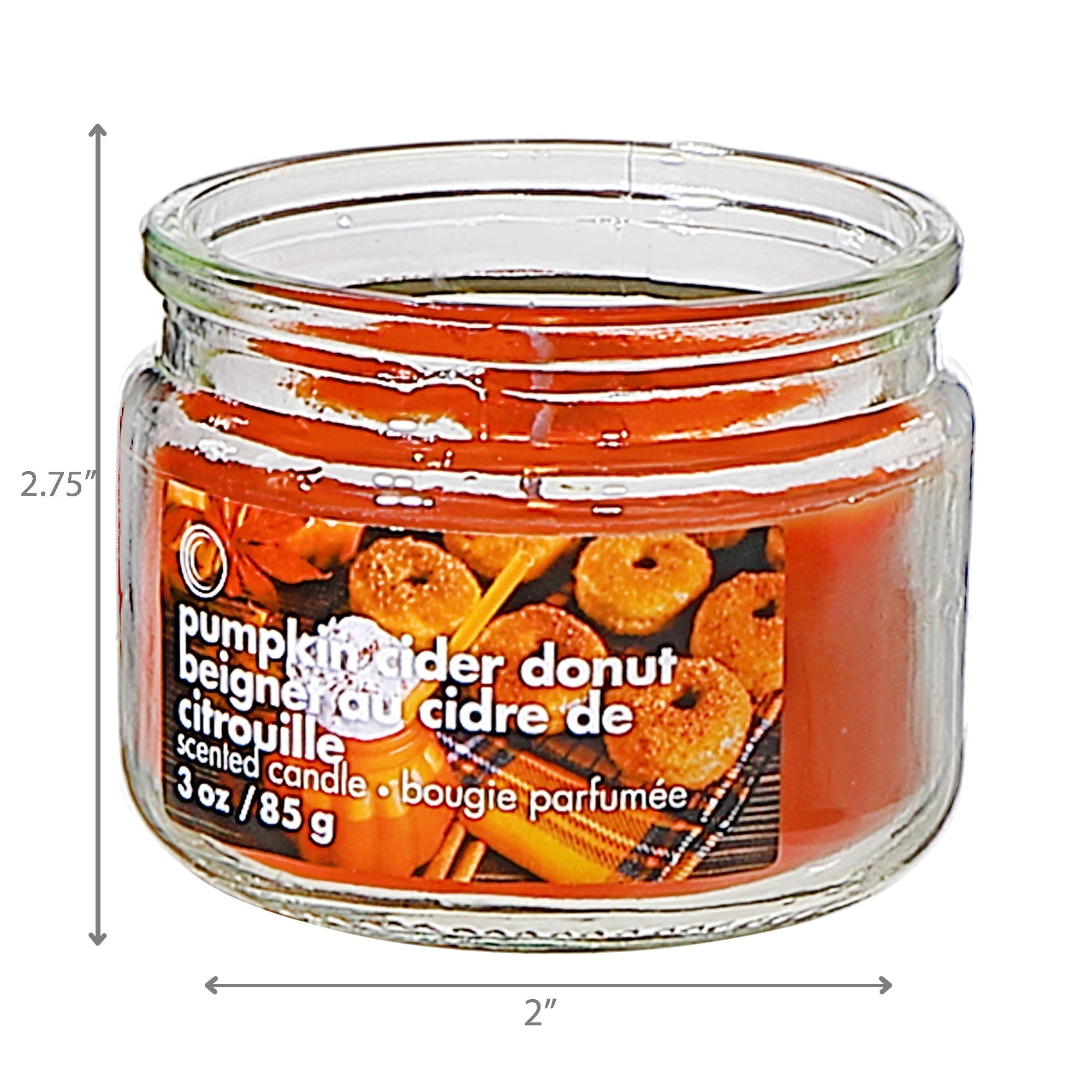 3oz Scented Glass Jar Candle with Lid – Pumpkin Cider Donut Scent, Set of 4
