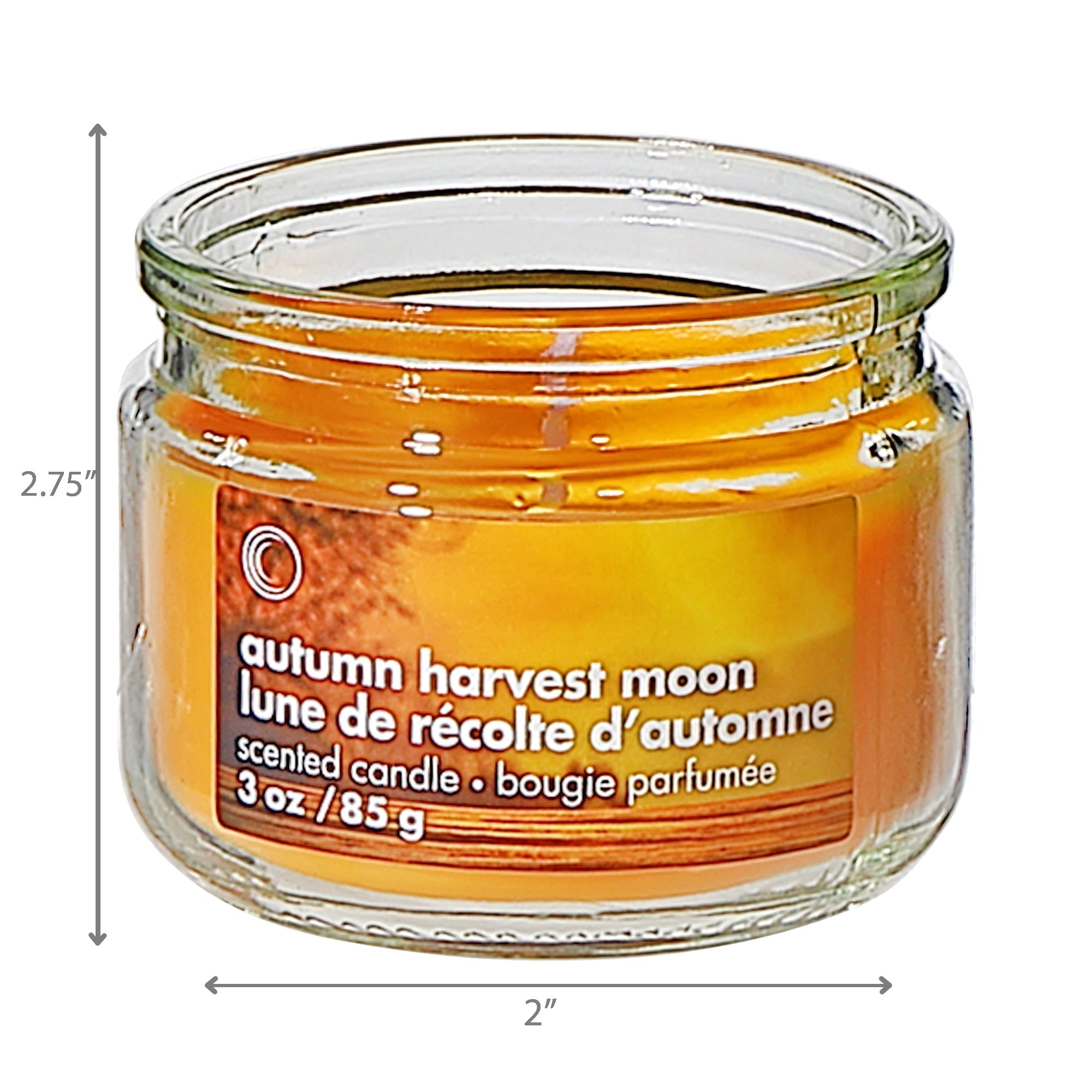 3oz Scented Glass Jar Candle with Lid – Autumn Harvest Moon Scent, Set of 4
