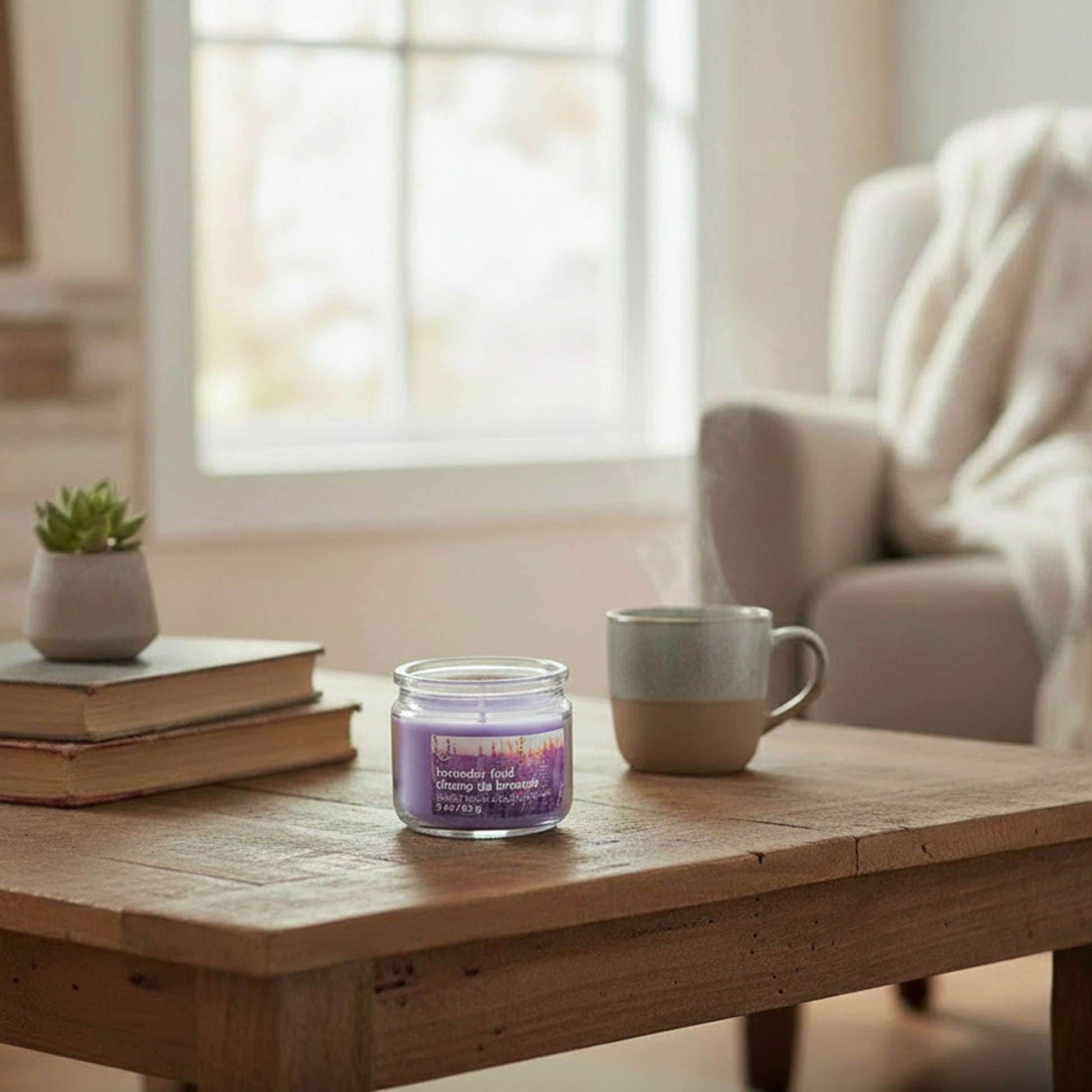 3 Ounce Scented Glass Jar Candle with Lid and Soothing Lavender Field Aroma - Set of 6