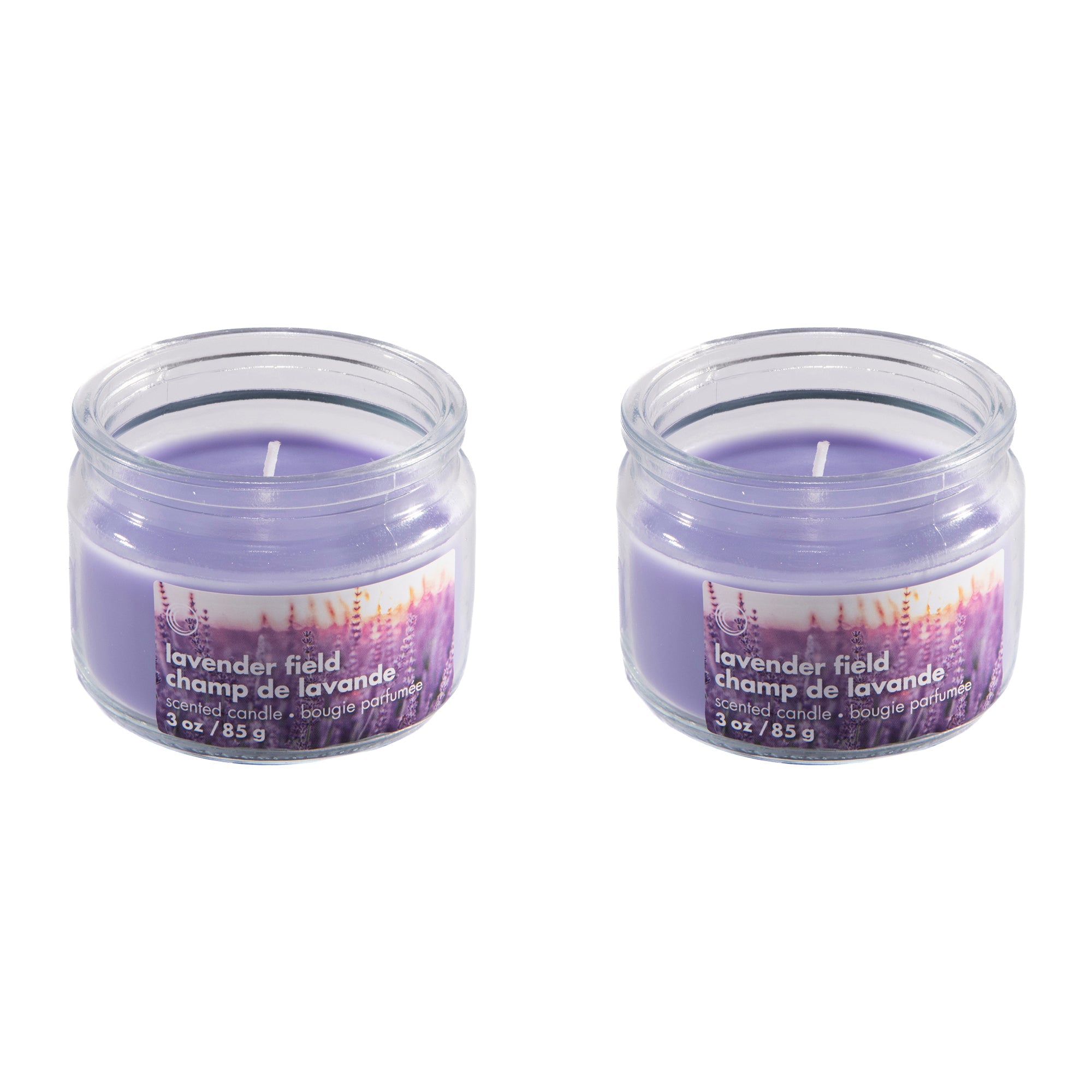 3 Oz Scented Glass Jar Candle with Lid and Soothing Lavender Field Aroma - Set of 6