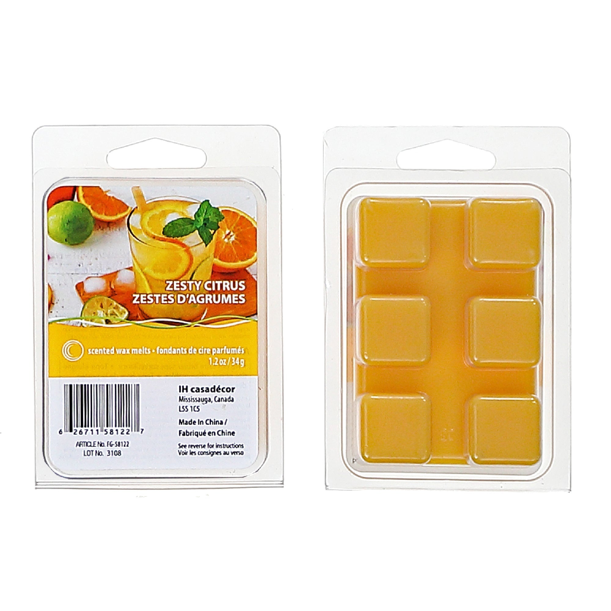 6 Pack Scented Wax Melts Zesty Citrus Home Fragrance Wax Melts