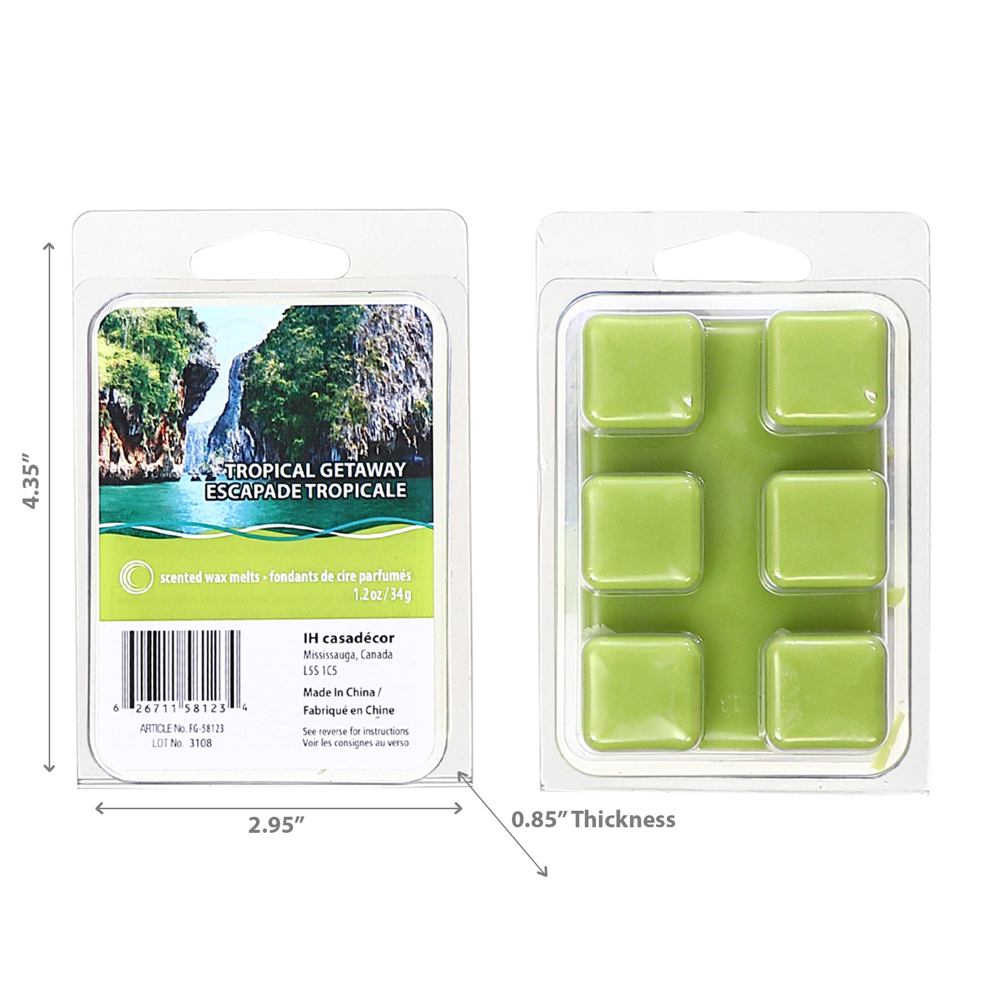 6 Pack Scented Wax Melts Tropical Getaway Home Fragrance Wax Melts
