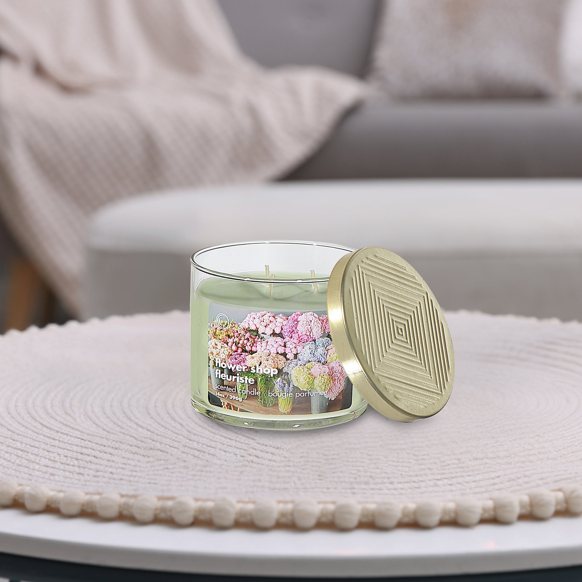 14 Oz 3 Wick Jar Candle With Lid, 14 Oz 3 Wick Jar Candle With Lid, Strong Scent Home Fragrance