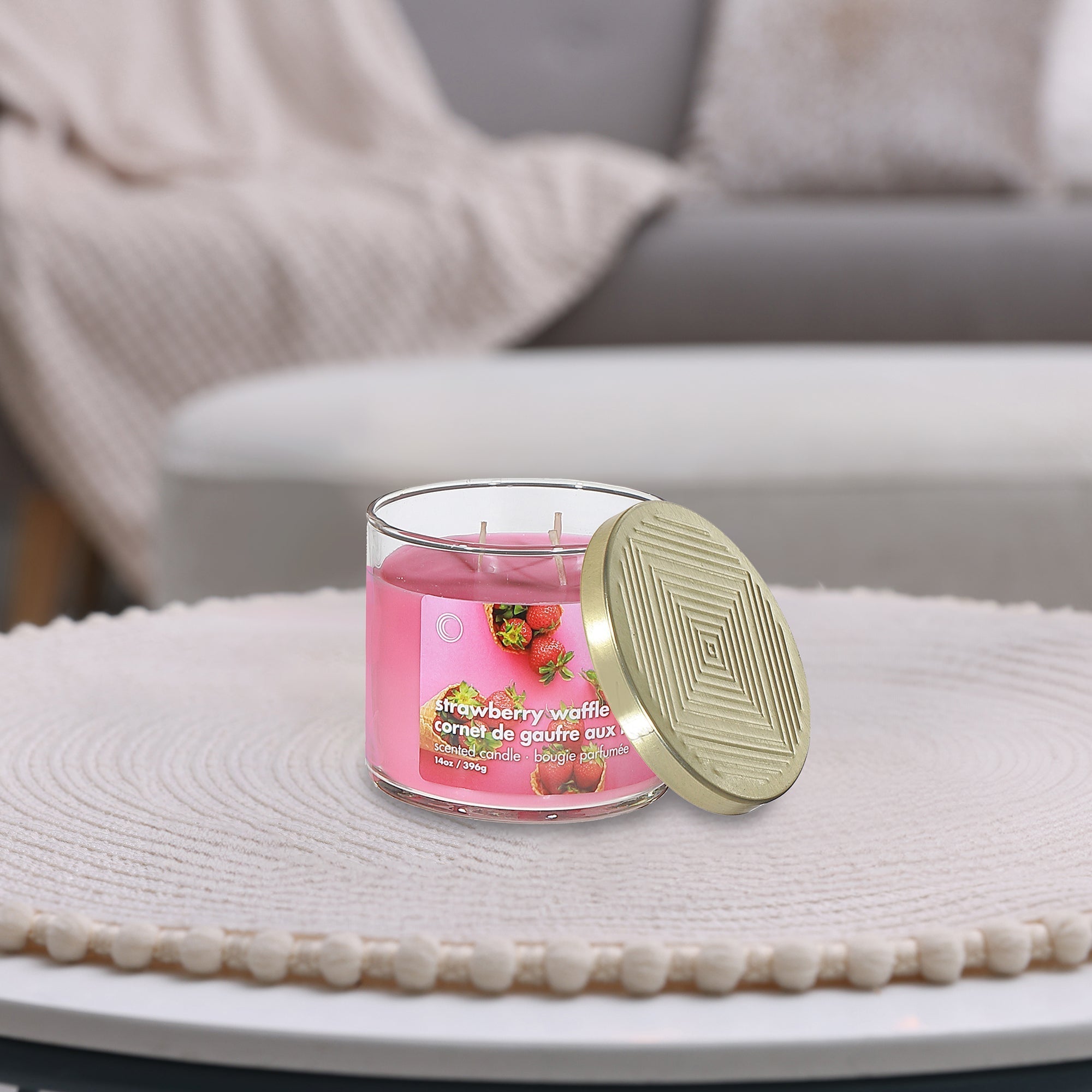 14 Oz 3 Wick Jar Candle With Lid, 14 Oz 3 Wick Jar Candle With Lid, Strong Scent Home Fragrance