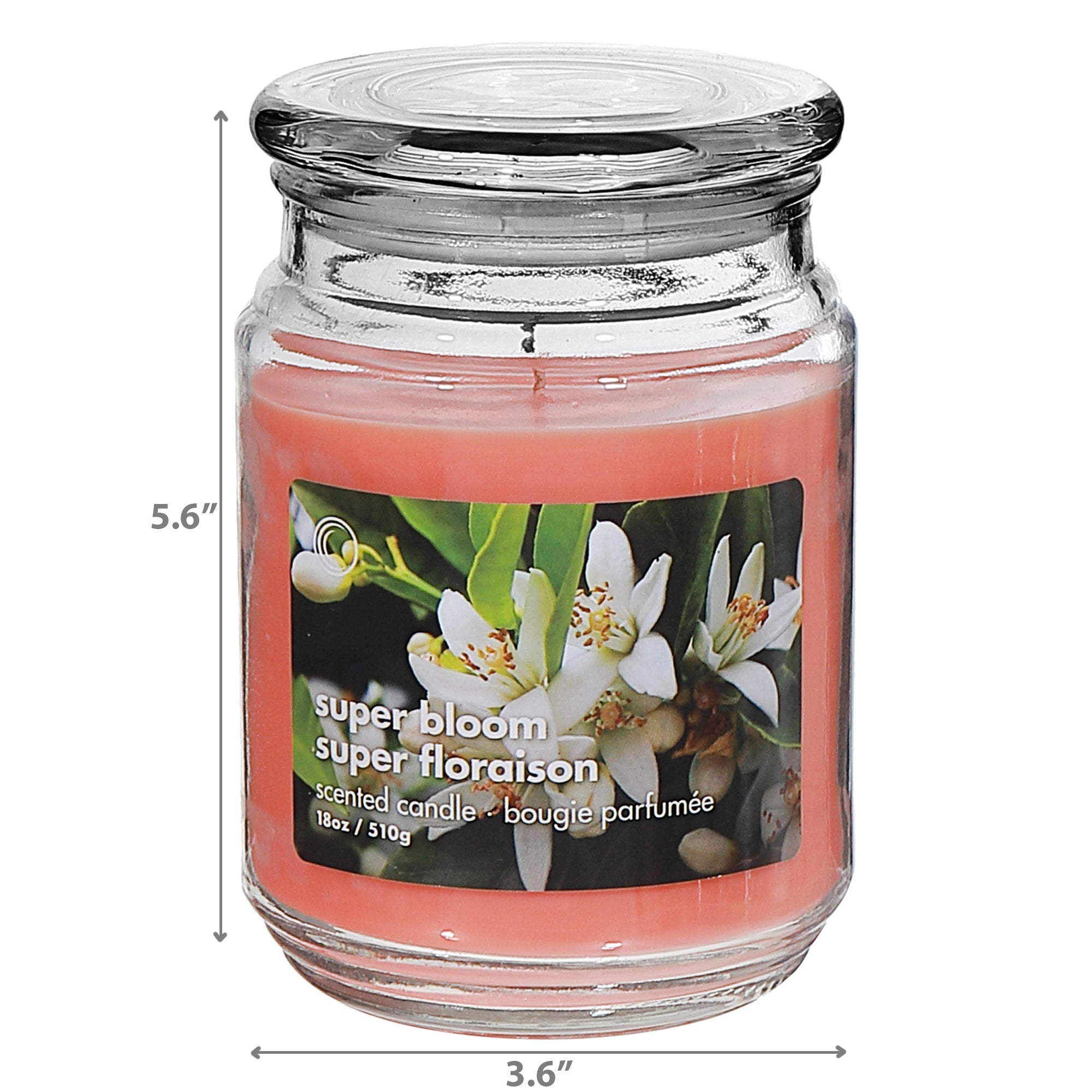 18 Oz Scented Jar With Glass Lid, Large Scented Jar Candle 18 Oz, Decorative Glass Lid Candle