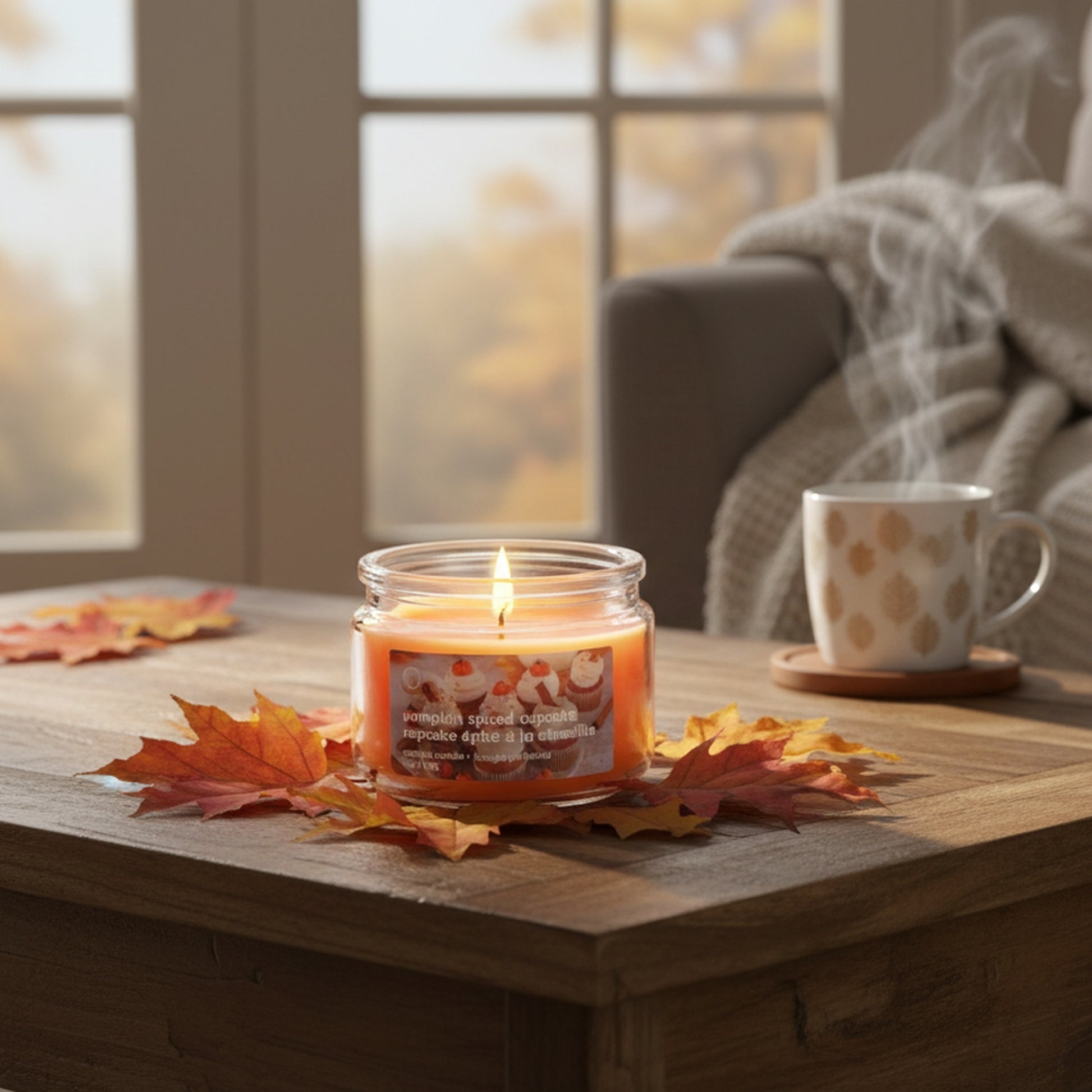 3oz Scented Glass Jar Pumpkin Spiced Cupcake, Fall Harvest, Holiday Decor- Set of 6