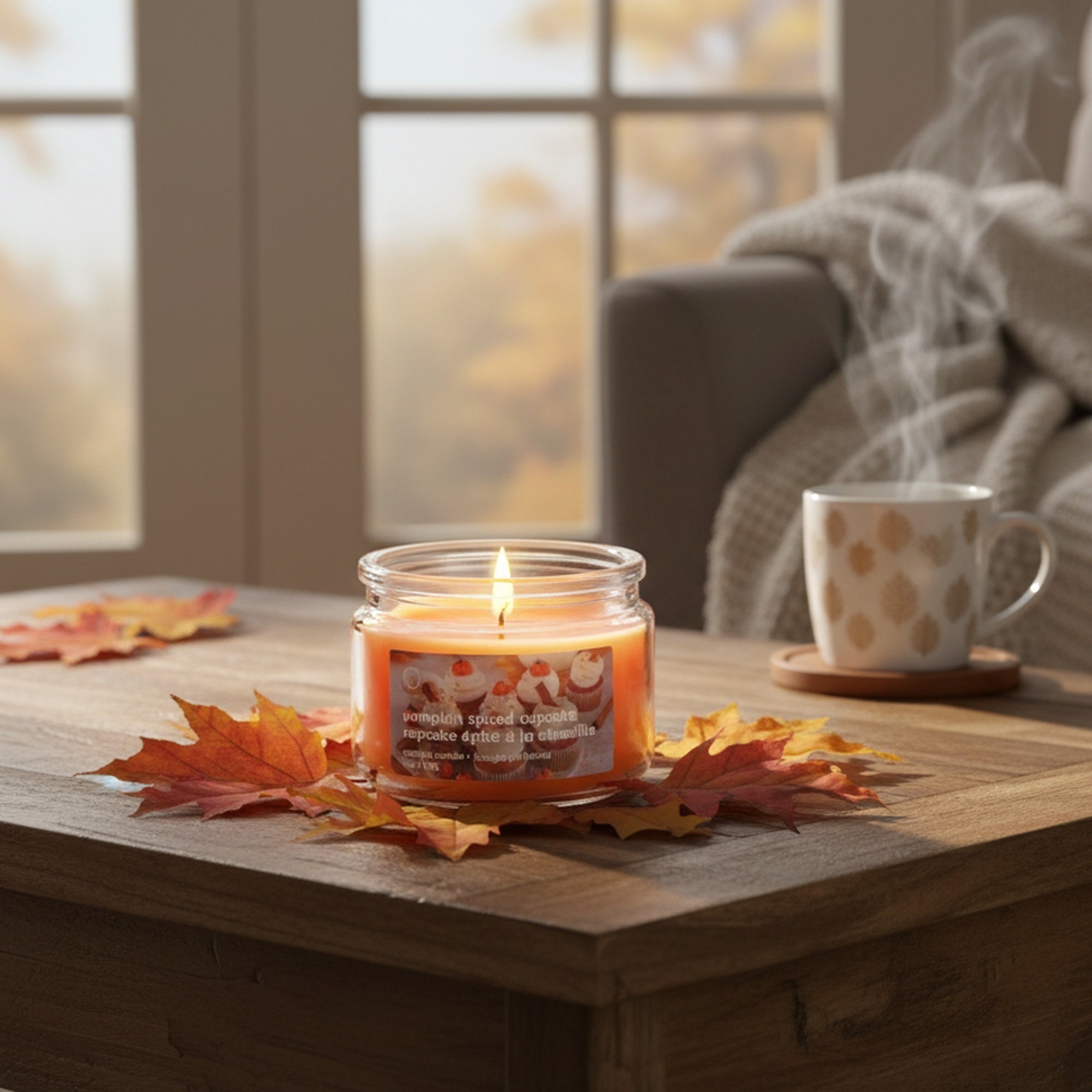 3oz Scented Glass Jar Pumpkin Spiced Cupcake, Fall Harvest, Holiday Decor- Set of 6