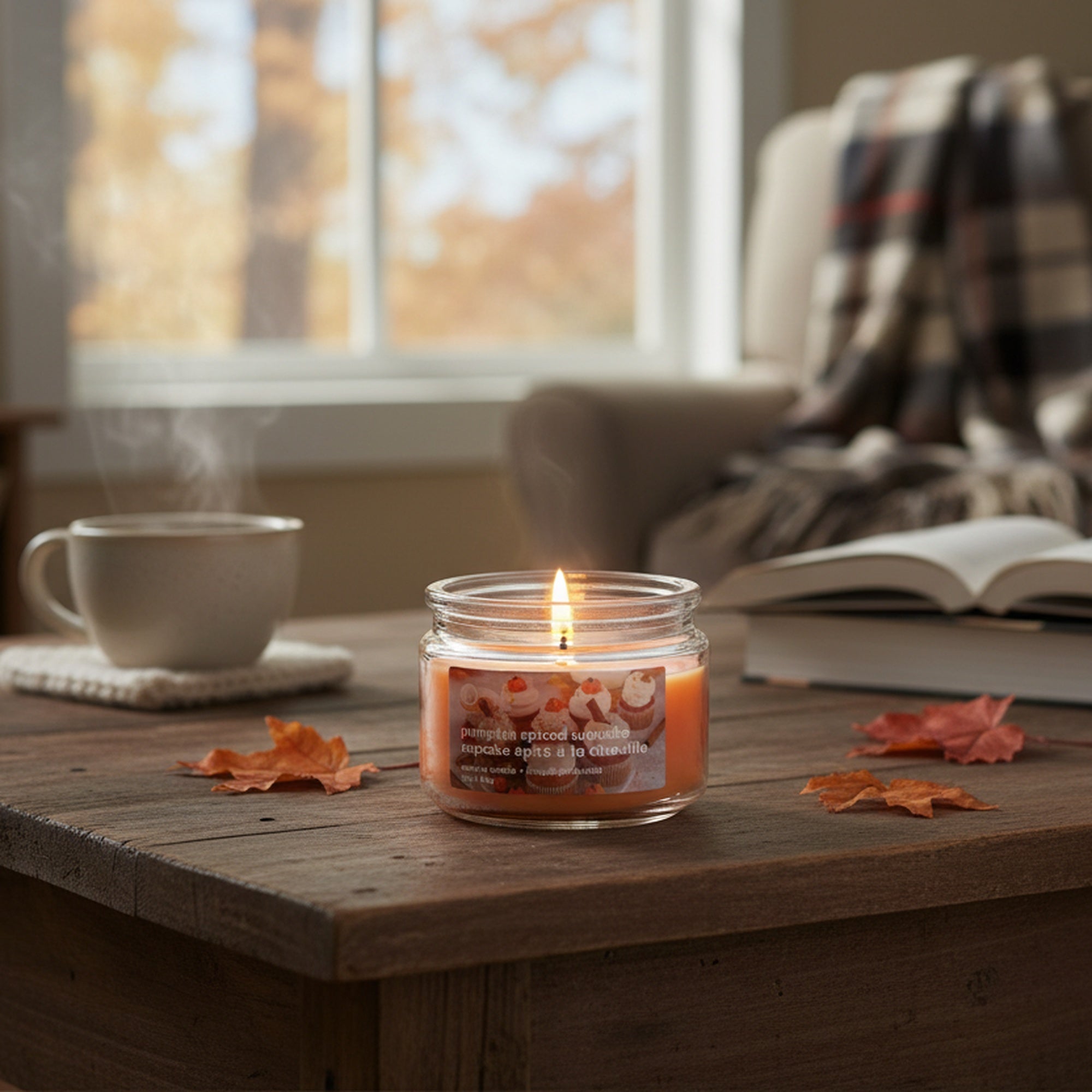 3oz Scented Glass Jar Pumpkin Spiced Cupcake, Fall Harvest, Holiday Decor- Set of 6