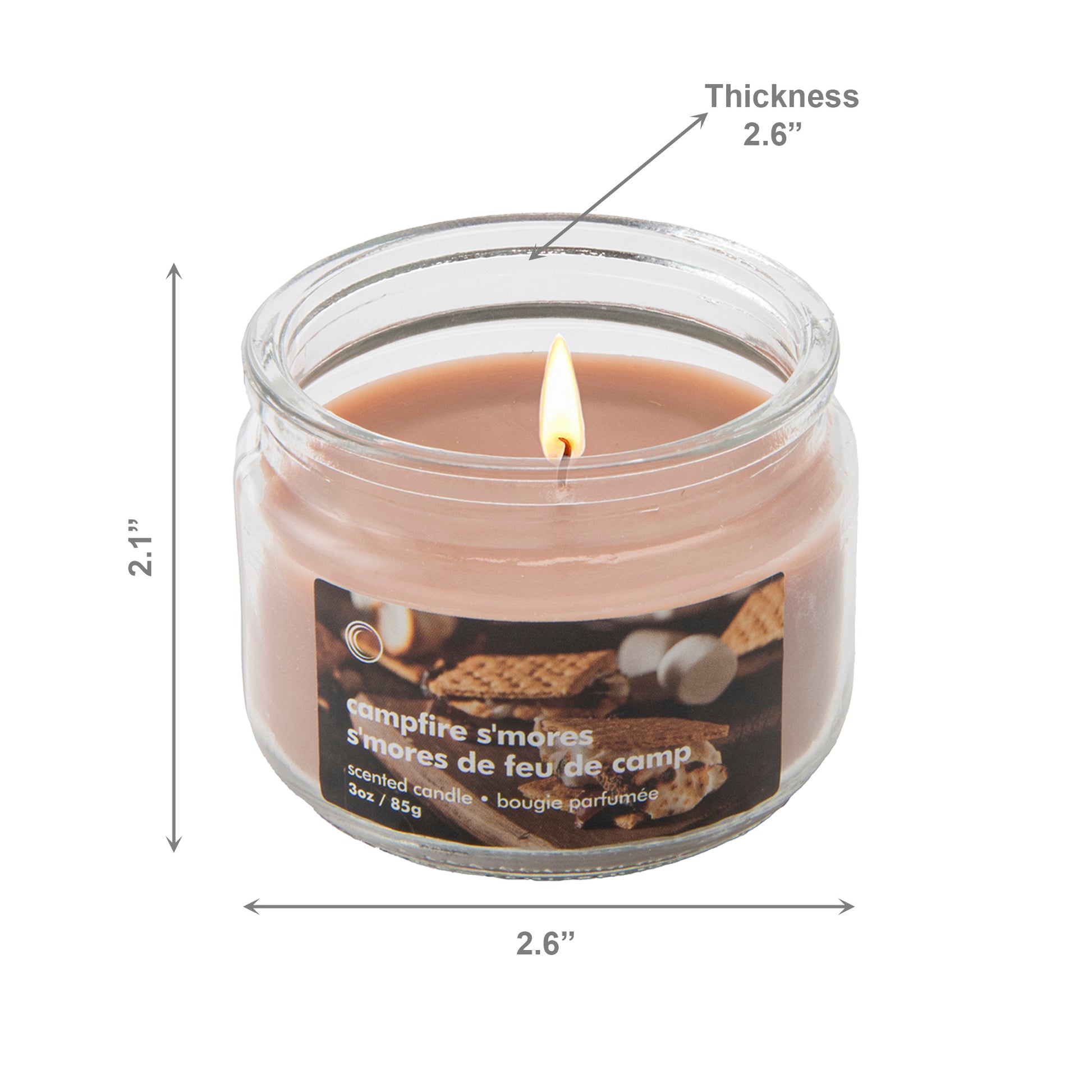 3oz Scented Glass Jar Campfire S'mores, Holiday Decor- Set of 6