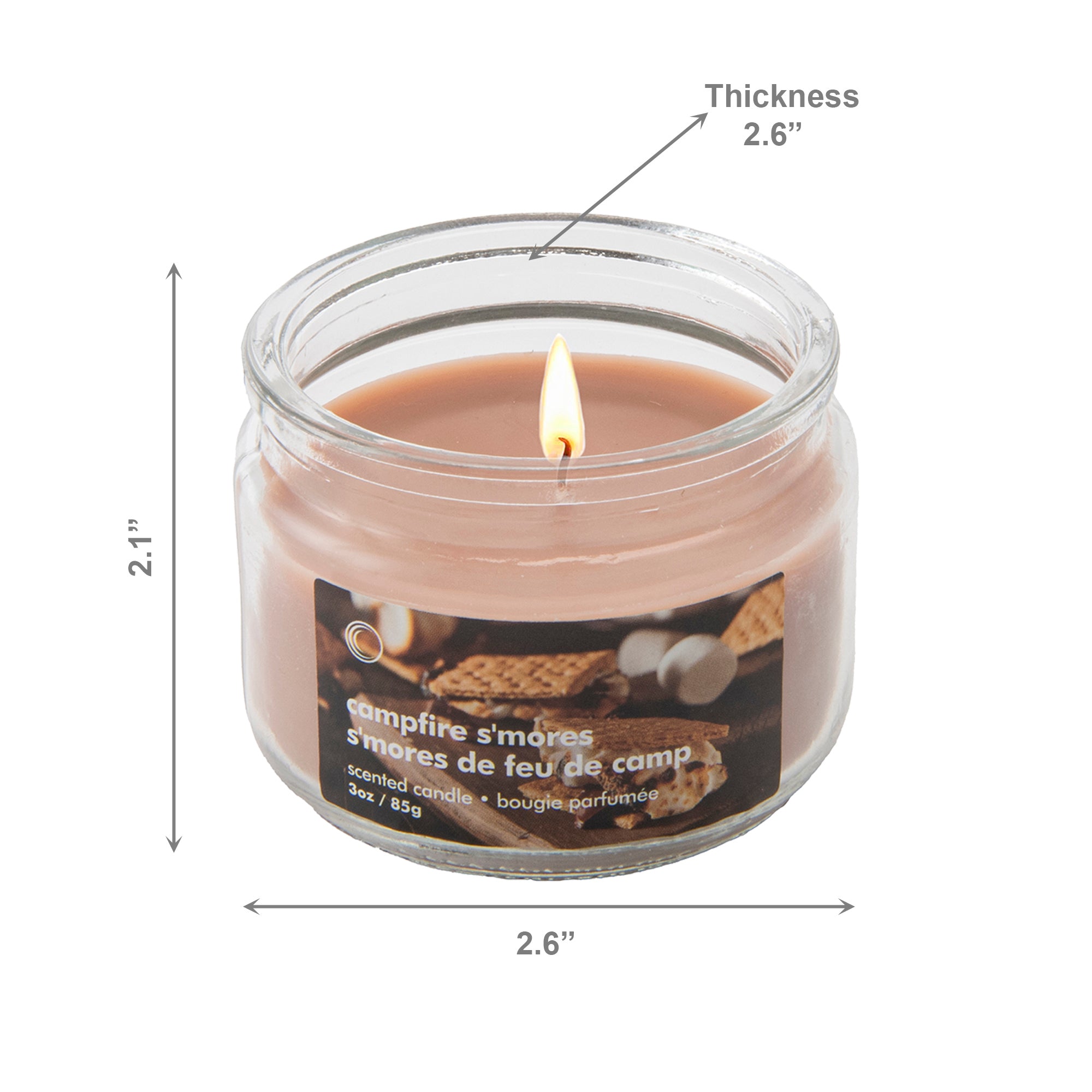 3oz Scented Glass Jar Campfire S'mores, Holiday Decor- Set of 6