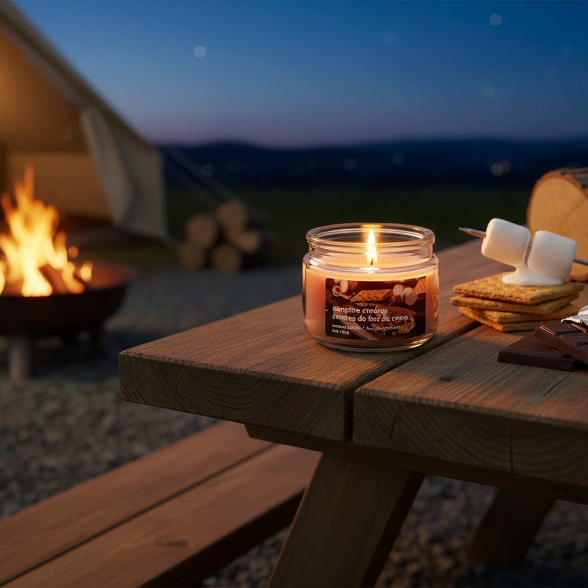 3oz Scented Glass Jar Campfire S'mores, Holiday Decor- Set of 6