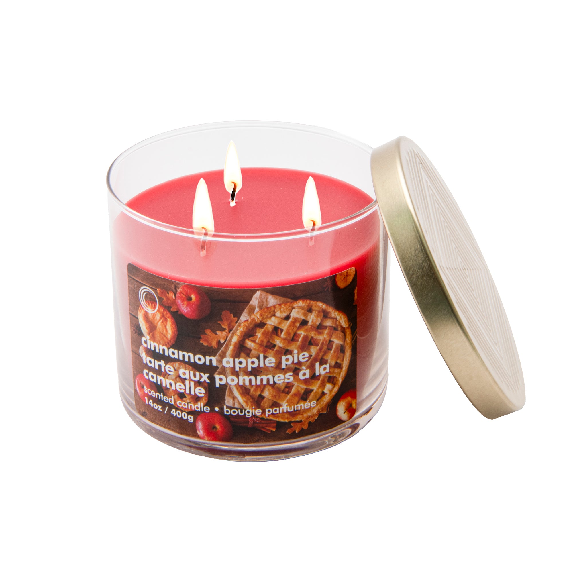14oz 3 Wick Jar Candle with Lid Cinnamon Apple Pie, Decorative Candle, Holiday Decor- Set of 2