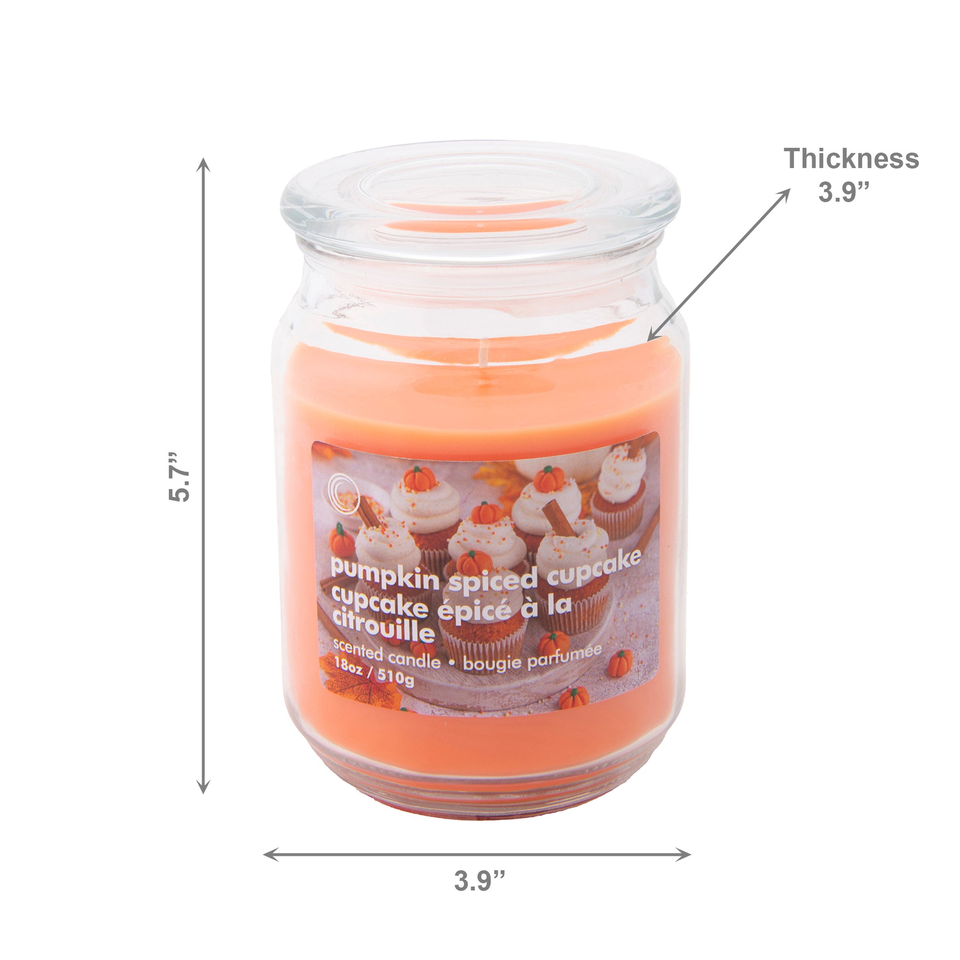 18oz Scented Jar with Glass Lid Pumpkin Spiced Cupcake, Fall Harvest, Holiday Decor- Set of 2