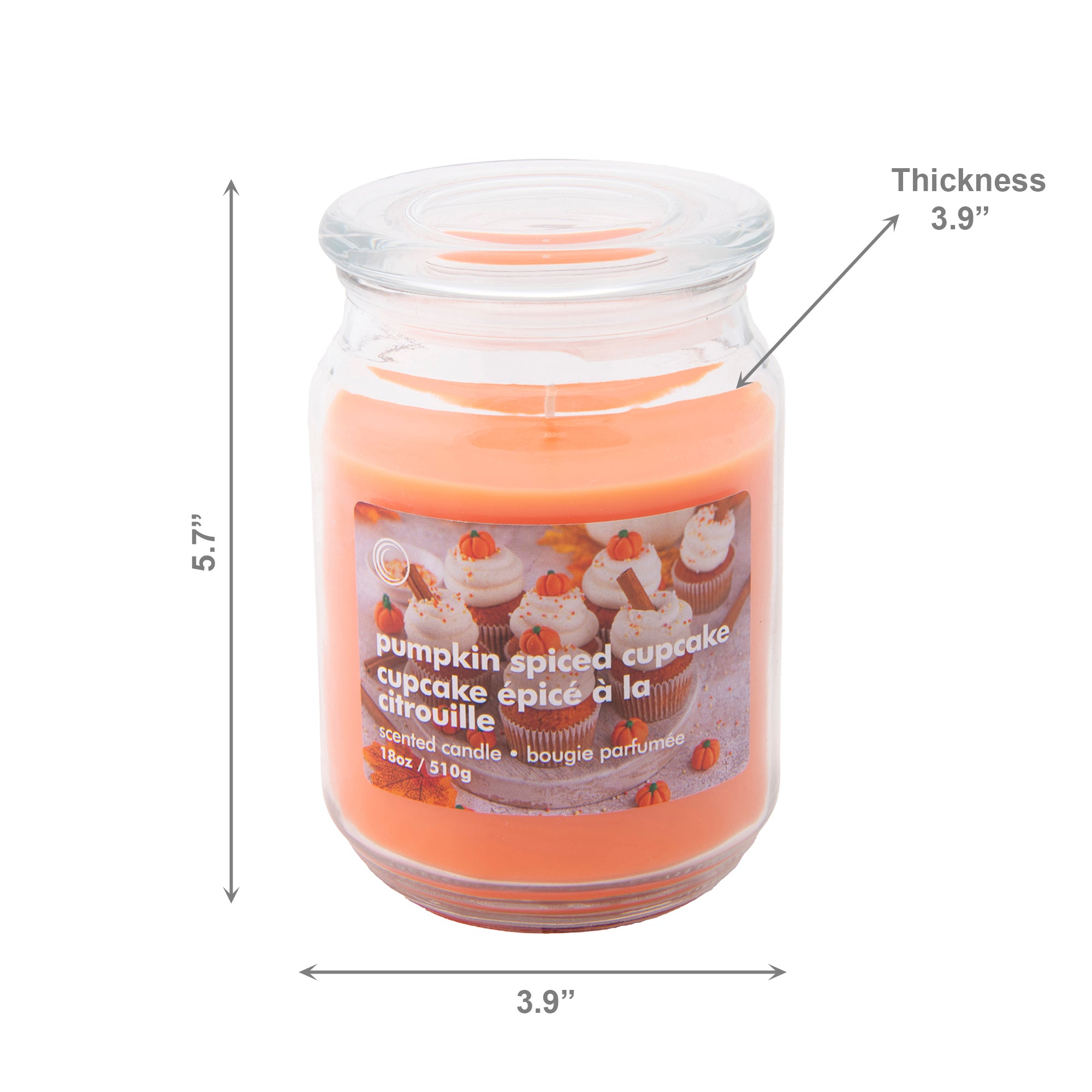 18oz Scented Jar with Glass Lid Pumpkin Spiced Cupcake, Fall Harvest, Holiday Decor- Set of 2