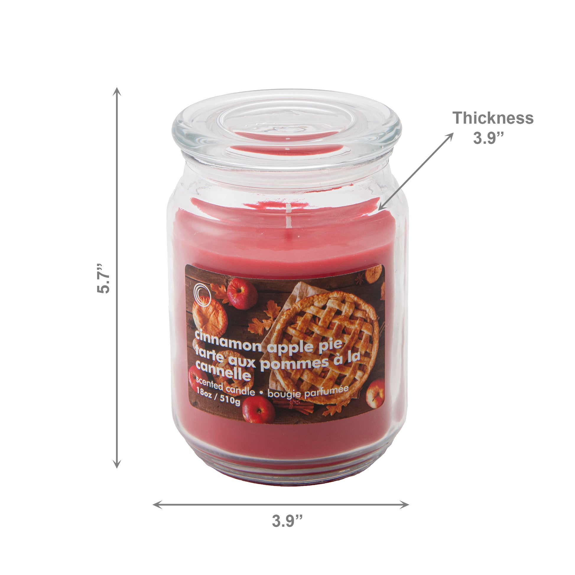 18oz Scented Jar with Glass Lid Cinnamon Apple Pie, Holiday Decor- Set of 2