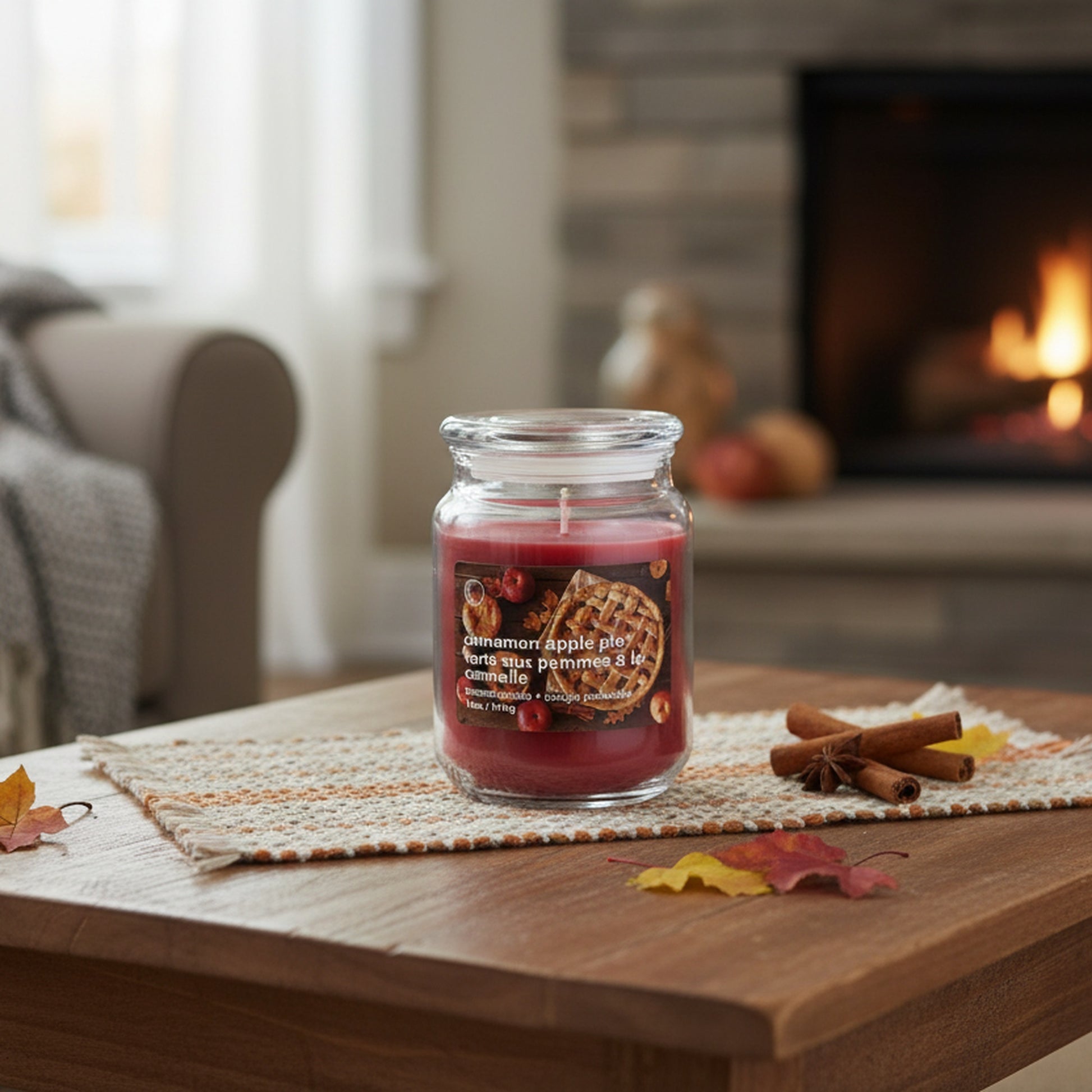 18oz Scented Jar with Glass Lid Cinnamon Apple Pie, Holiday Decor- Set of 2
