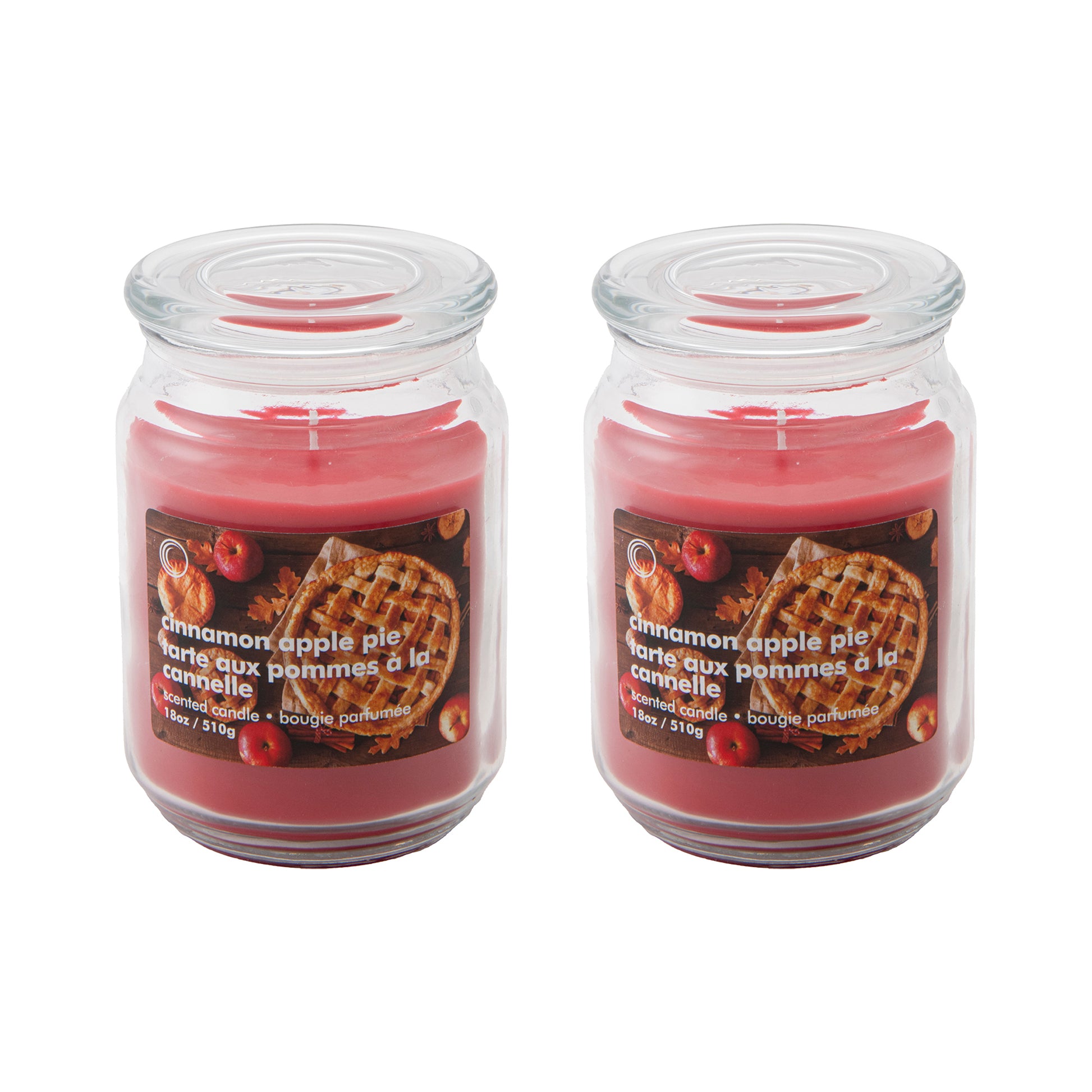 18oz Scented Jar with Glass Lid Cinnamon Apple Pie, Holiday Decor- Set of 2