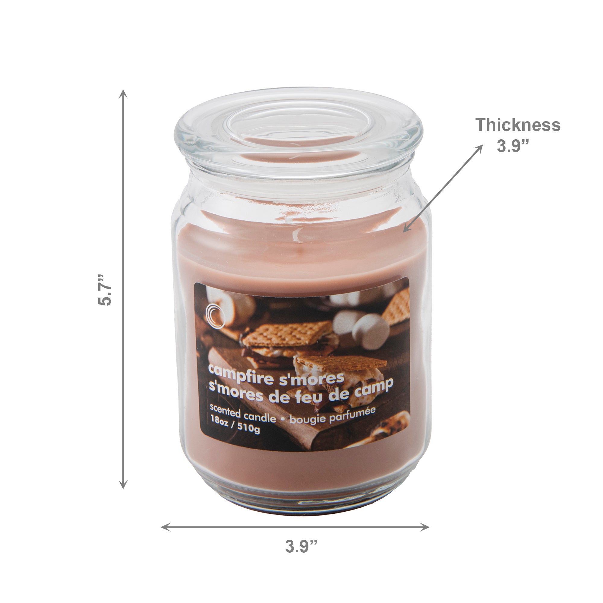 18oz Scented Jar with Glass Lid Campfire S'mores, Holiday Decor- Set of 2