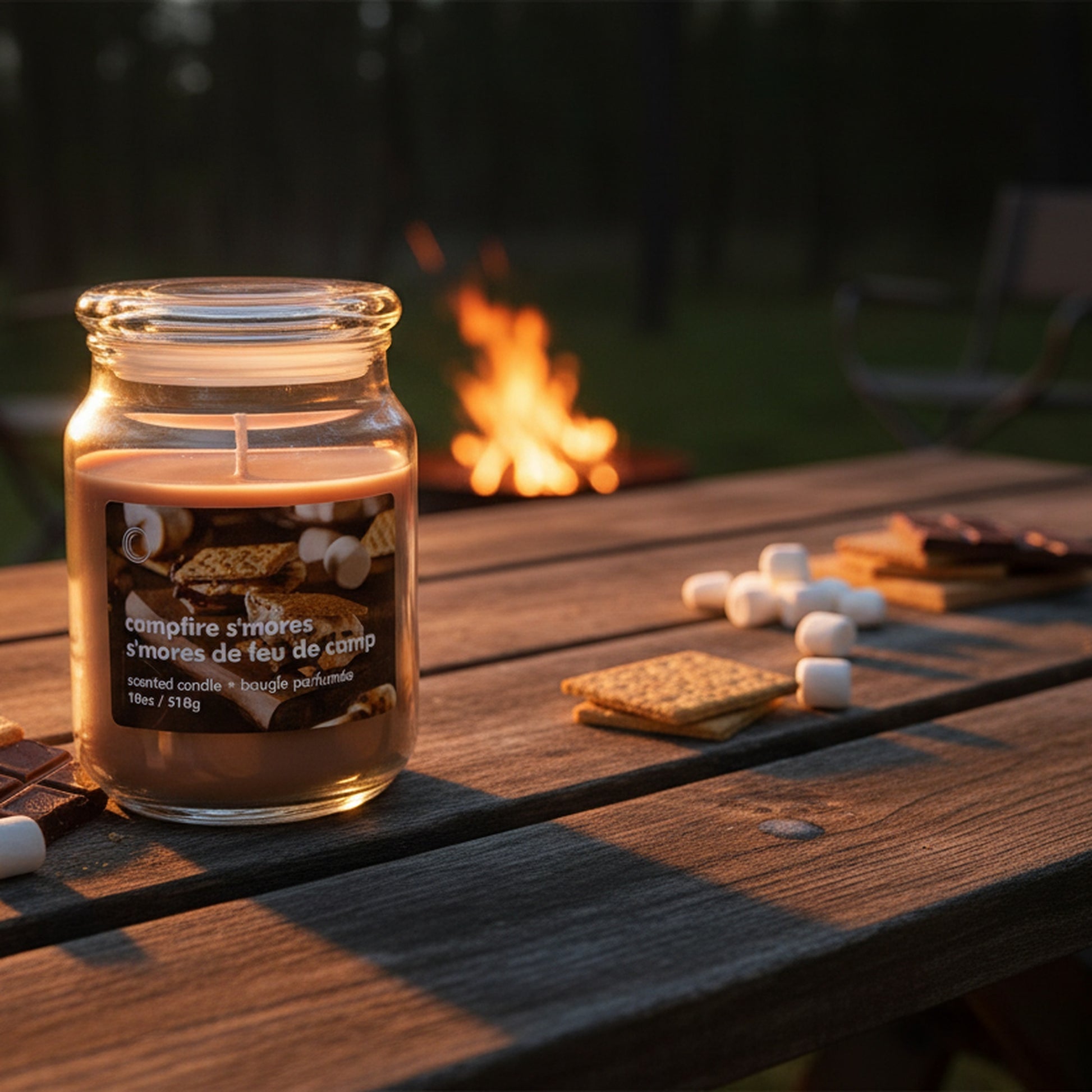 18oz Scented Jar with Glass Lid Campfire S'mores, Holiday Decor- Set of 2