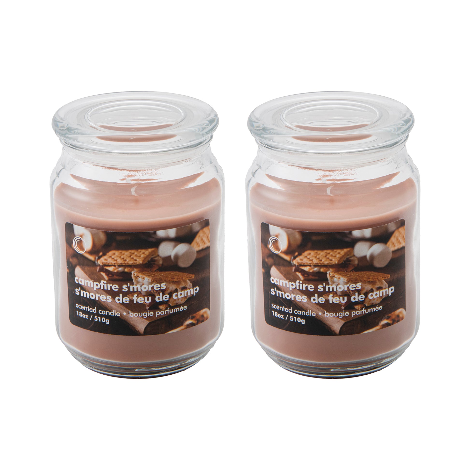 18oz Scented Jar with Glass Lid Campfire S'mores, Holiday Decor- Set of 2
