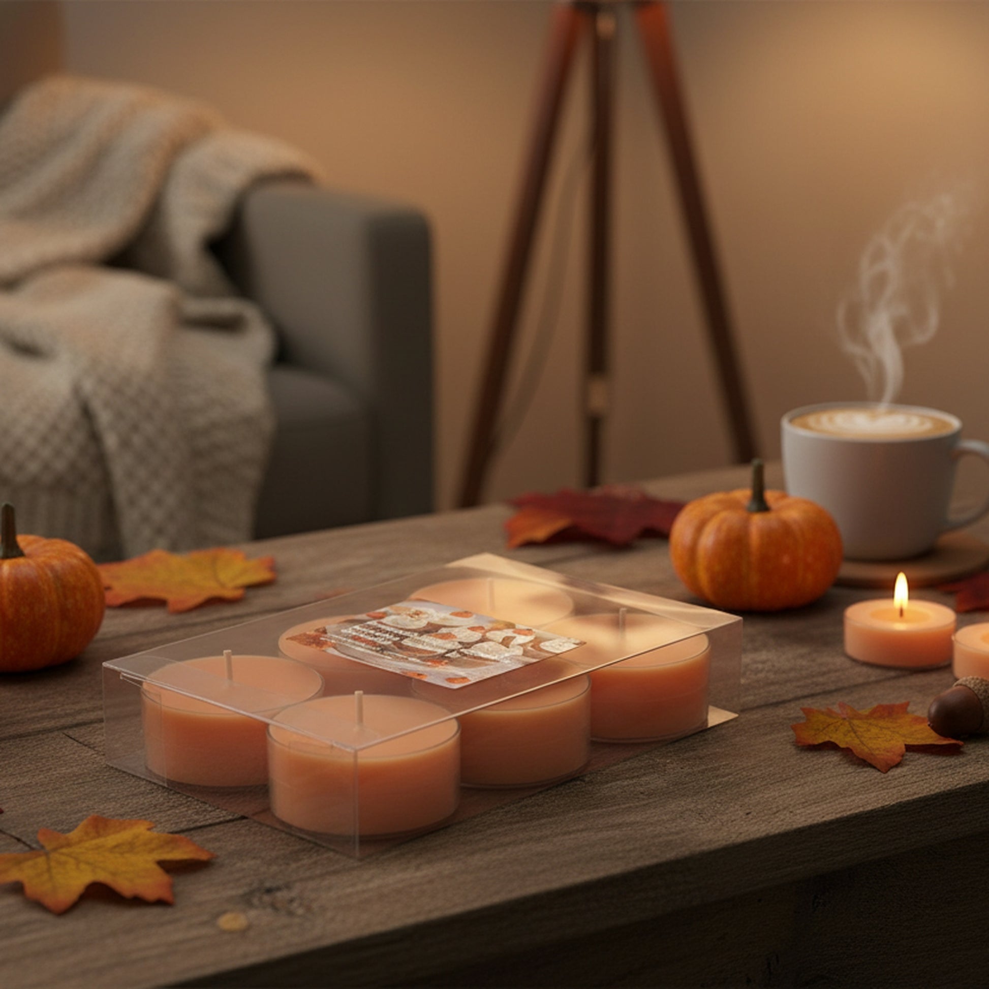 6 Pack Scented Tealights Pumpkin Spiced Cupcake, Fall Harvest, Holiday Decor- Set of 6