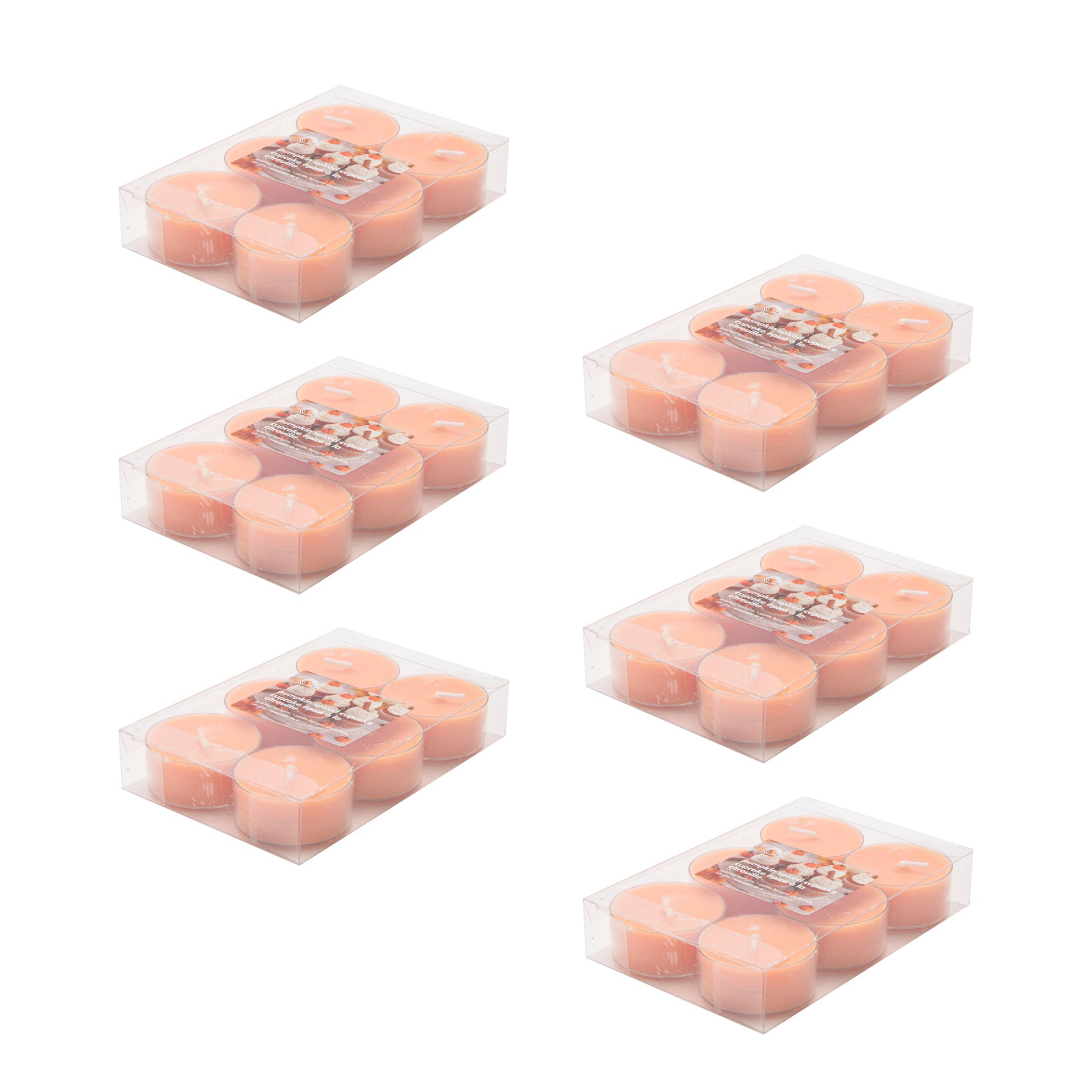 6 Pack Scented Tealights Pumpkin Spiced Cupcake, Fall Harvest, Holiday Decor- Set of 6