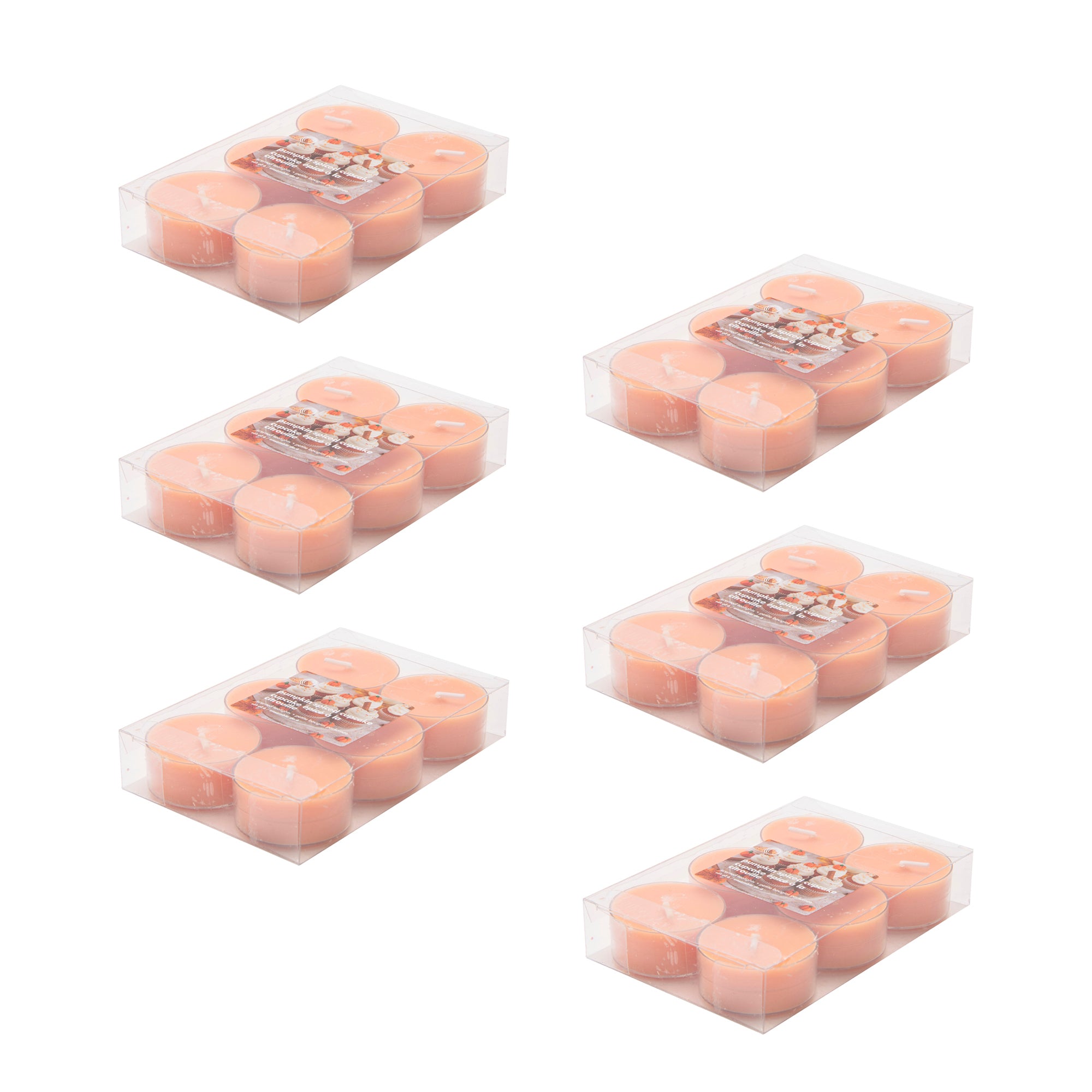 6 Pack Scented Tealights Pumpkin Spiced Cupcake, Fall Harvest, Holiday Decor- Set of 6