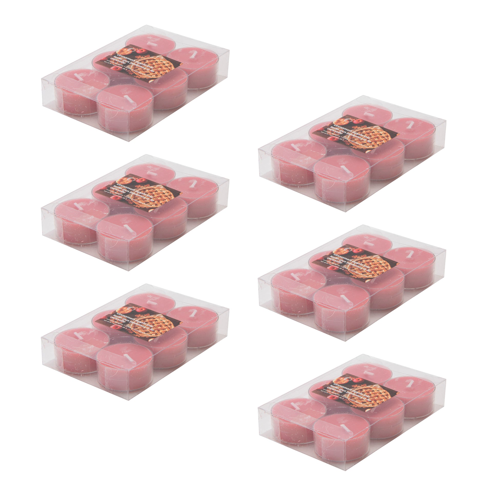 6 Pack Scented Tealights Cinnamon Apple Pie, Holiday Decor- Set of 6