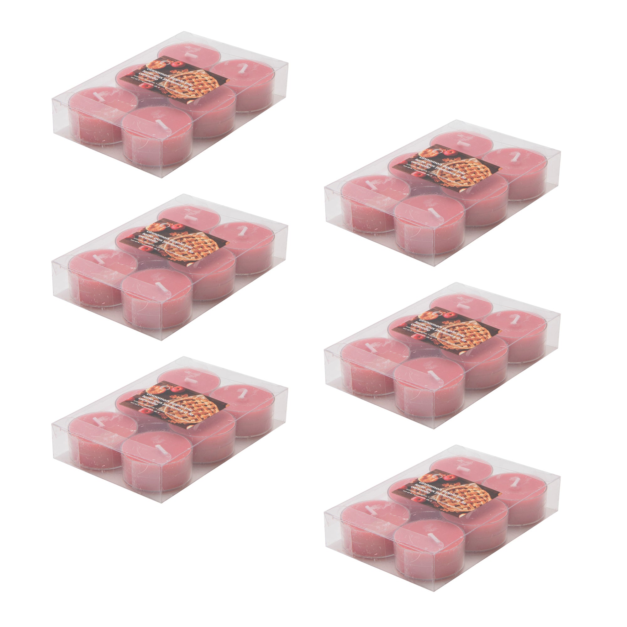 6 Pack Scented Tealights Cinnamon Apple Pie, Holiday Decor- Set of 6