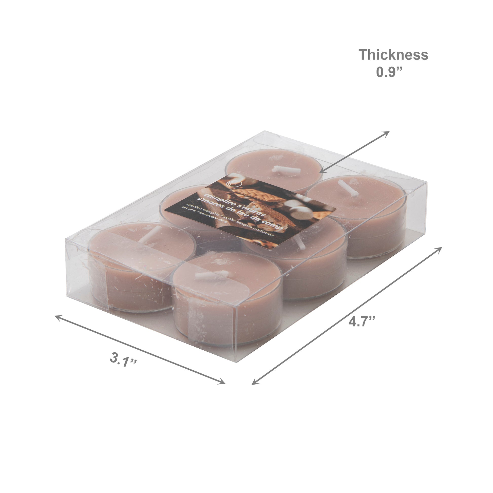 6 Pack Scented Tealights Campfire S'mores, Holiday Decor- Set of 6