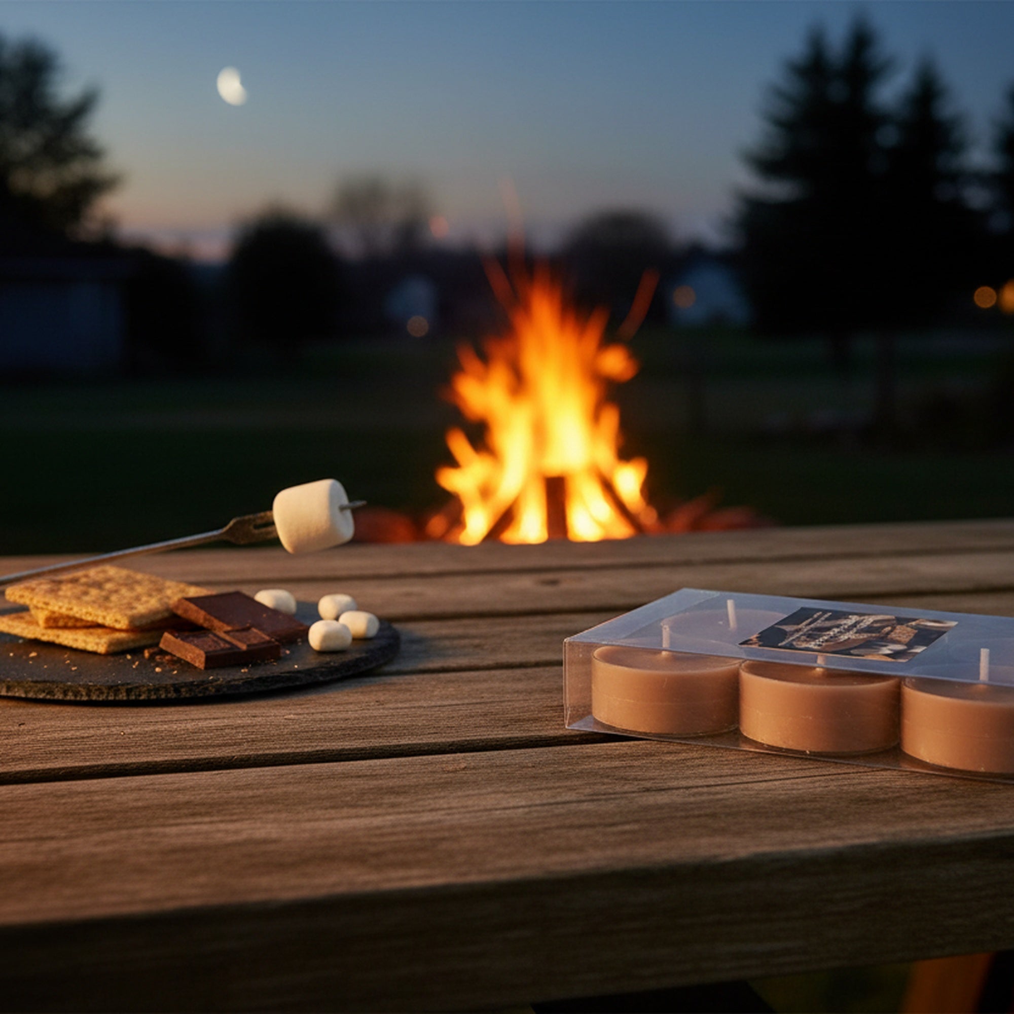 6 Pack Scented Tealights Campfire S'mores, Holiday Decor- Set of 6