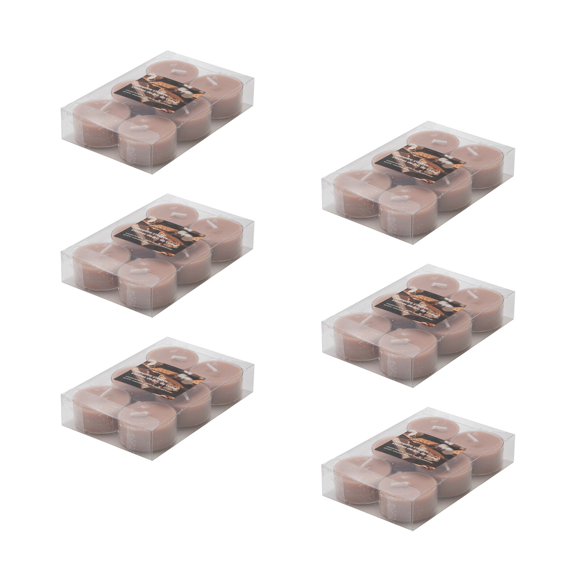 6 Pack Scented Tealights Campfire S'mores, Holiday Decor- Set of 6