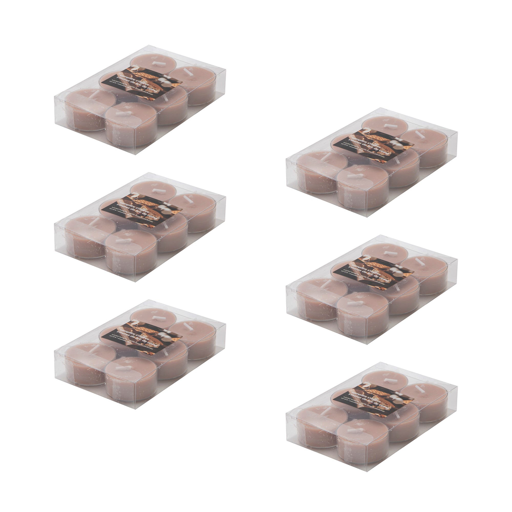 6 Pack Scented Tealights Campfire S'mores, Holiday Decor- Set of 6