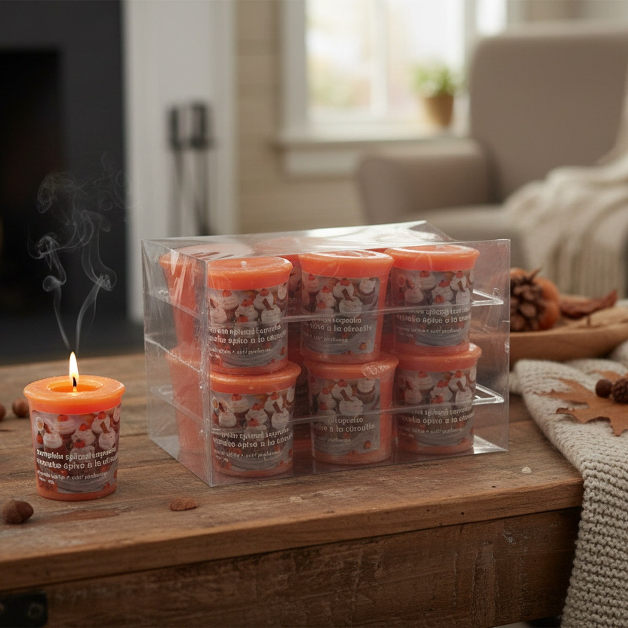 Mushroom Votive Pumpkin Spiced Cupcake, Fall Harvest, Holiday Decor- Set of 12