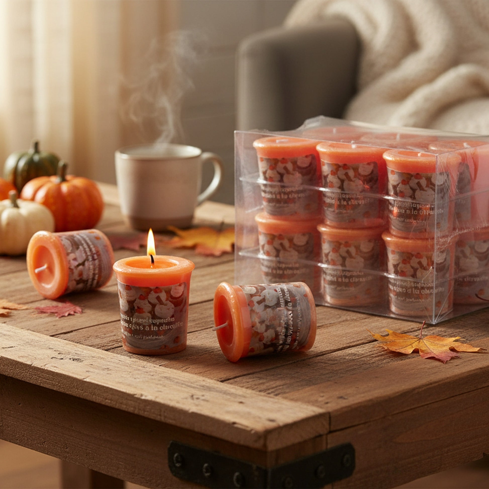 Mushroom Votive Pumpkin Spiced Cupcake, Fall Harvest, Holiday Decor- Set of 12