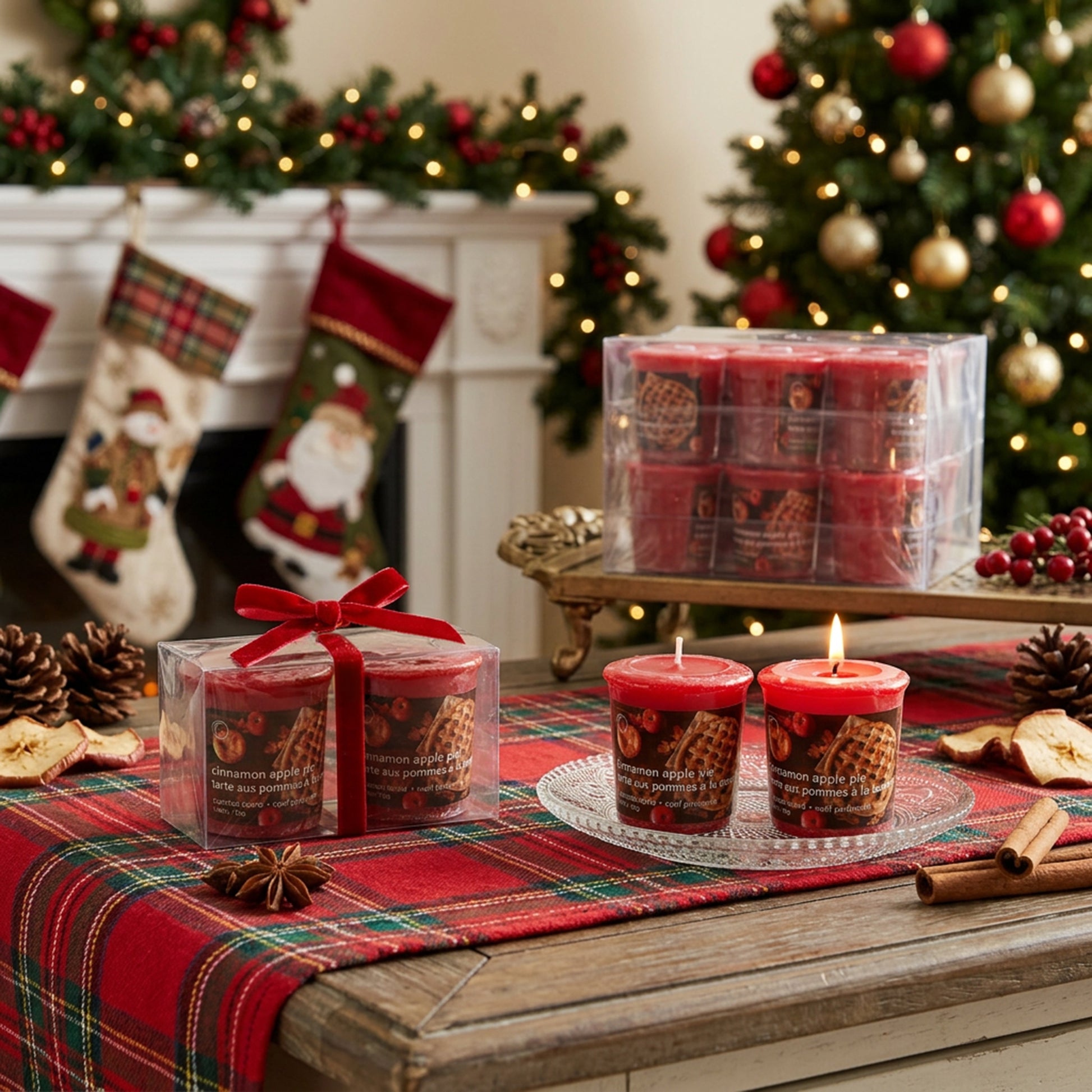 Mushroom Votive Cinnamon Apple Pie, Holiday Decor- Set of 12