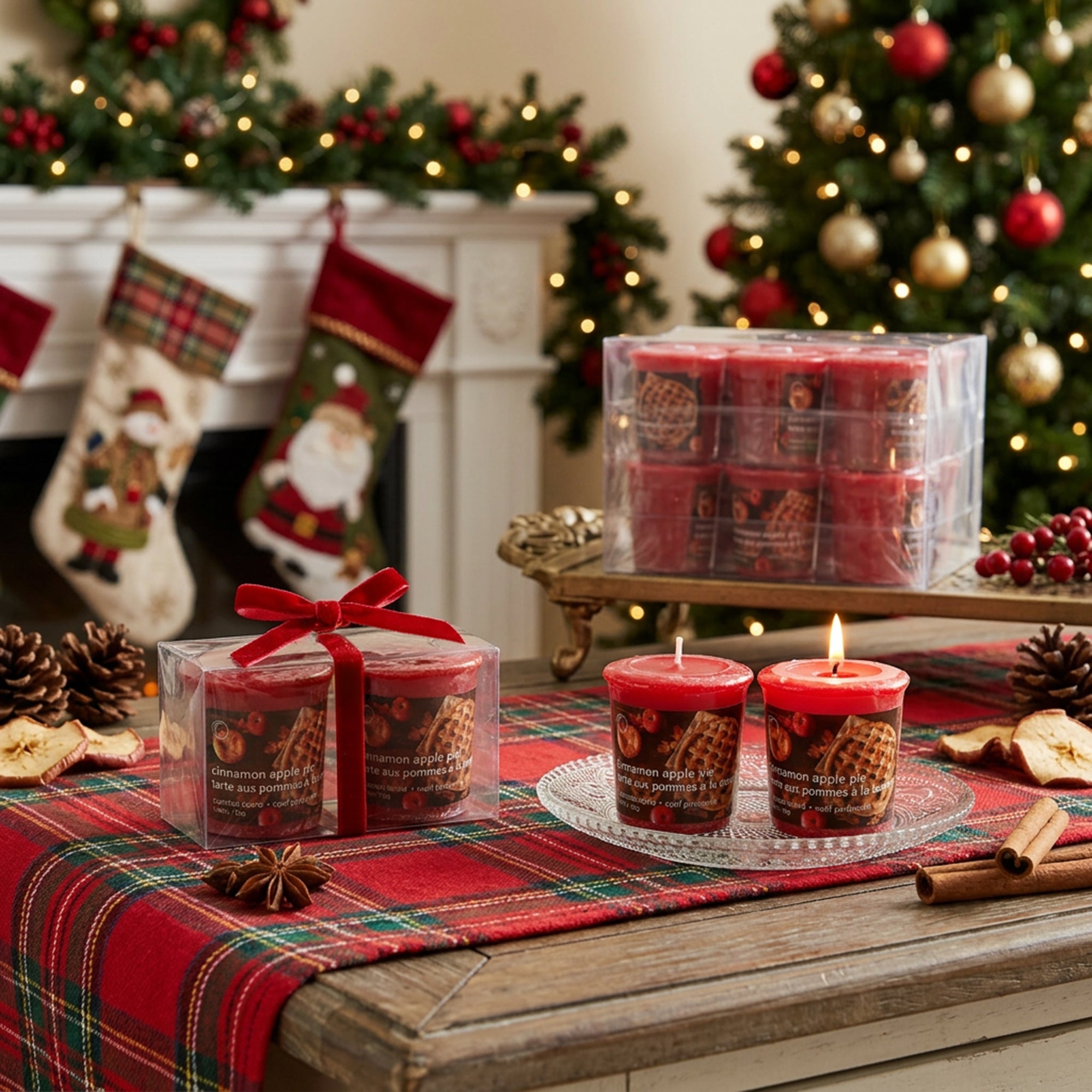 Mushroom Votive Cinnamon Apple Pie, Holiday Decor- Set of 12