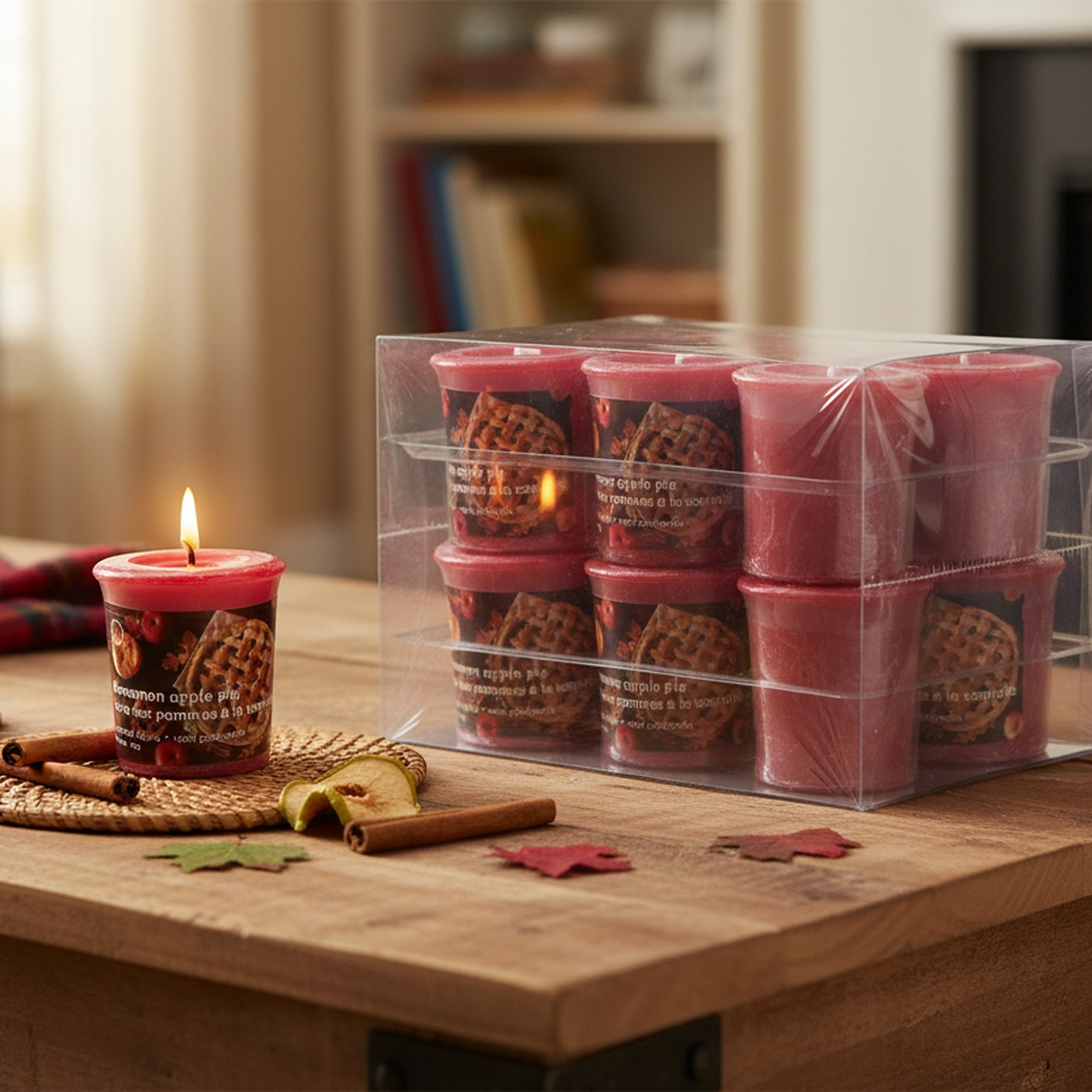 Mushroom Votive Cinnamon Apple Pie, Holiday Decor- Set of 12