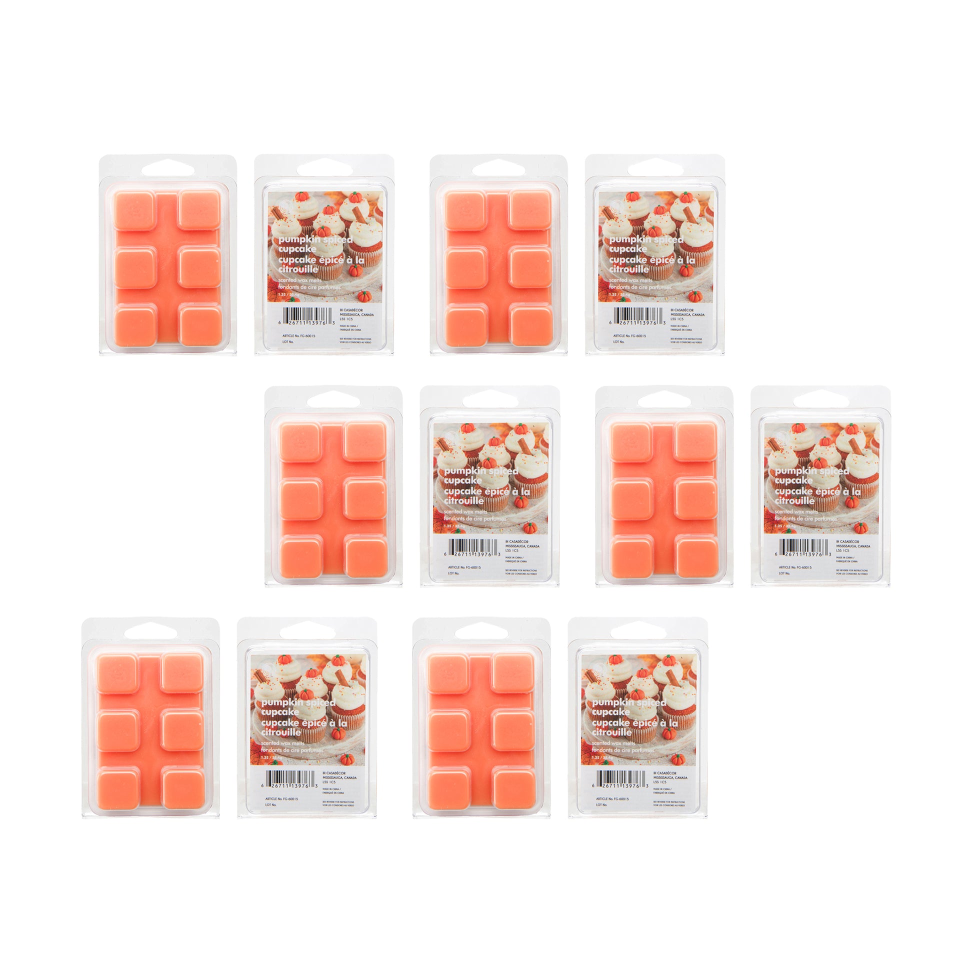6 Pack Scented Wax Melts Pumpkin Spiced Cupcake, Fall Harvest, Scented Candle, Holiday Decor- Set of 6