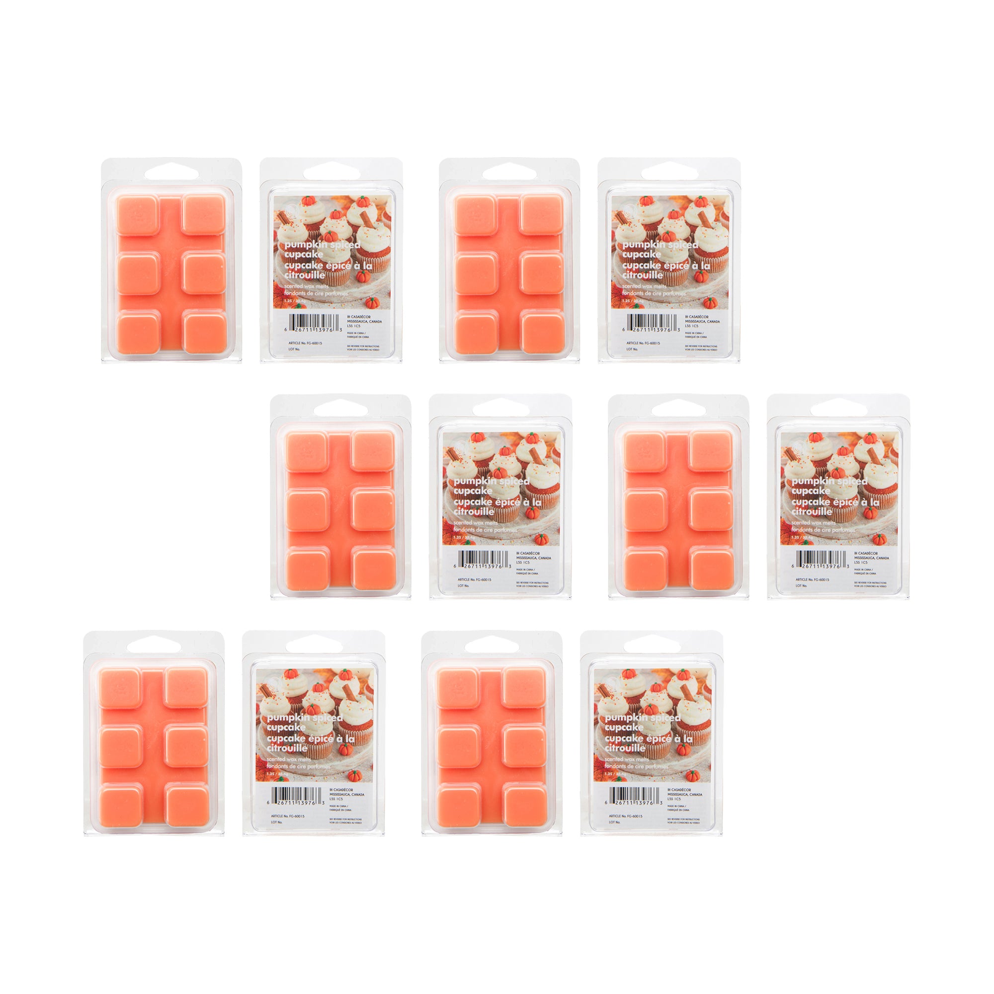 6 Pack Scented Wax Melts Pumpkin Spiced Cupcake, Fall Harvest, Scented Candle, Holiday Decor- Set of 6