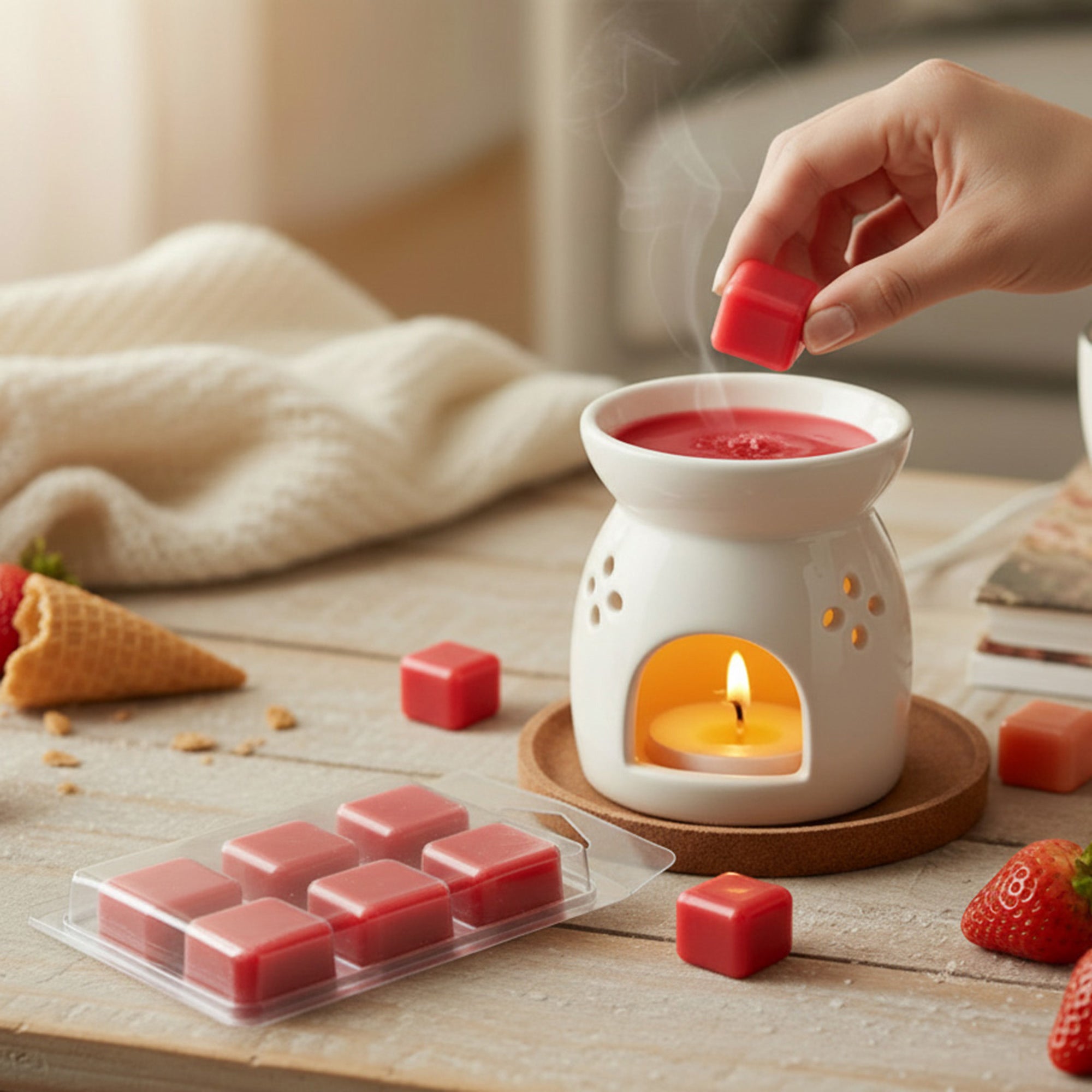 6 Pack Scented Wax Melts Cinnamon Apple Pie, Scented Candle, Holiday Decor- Set of 6